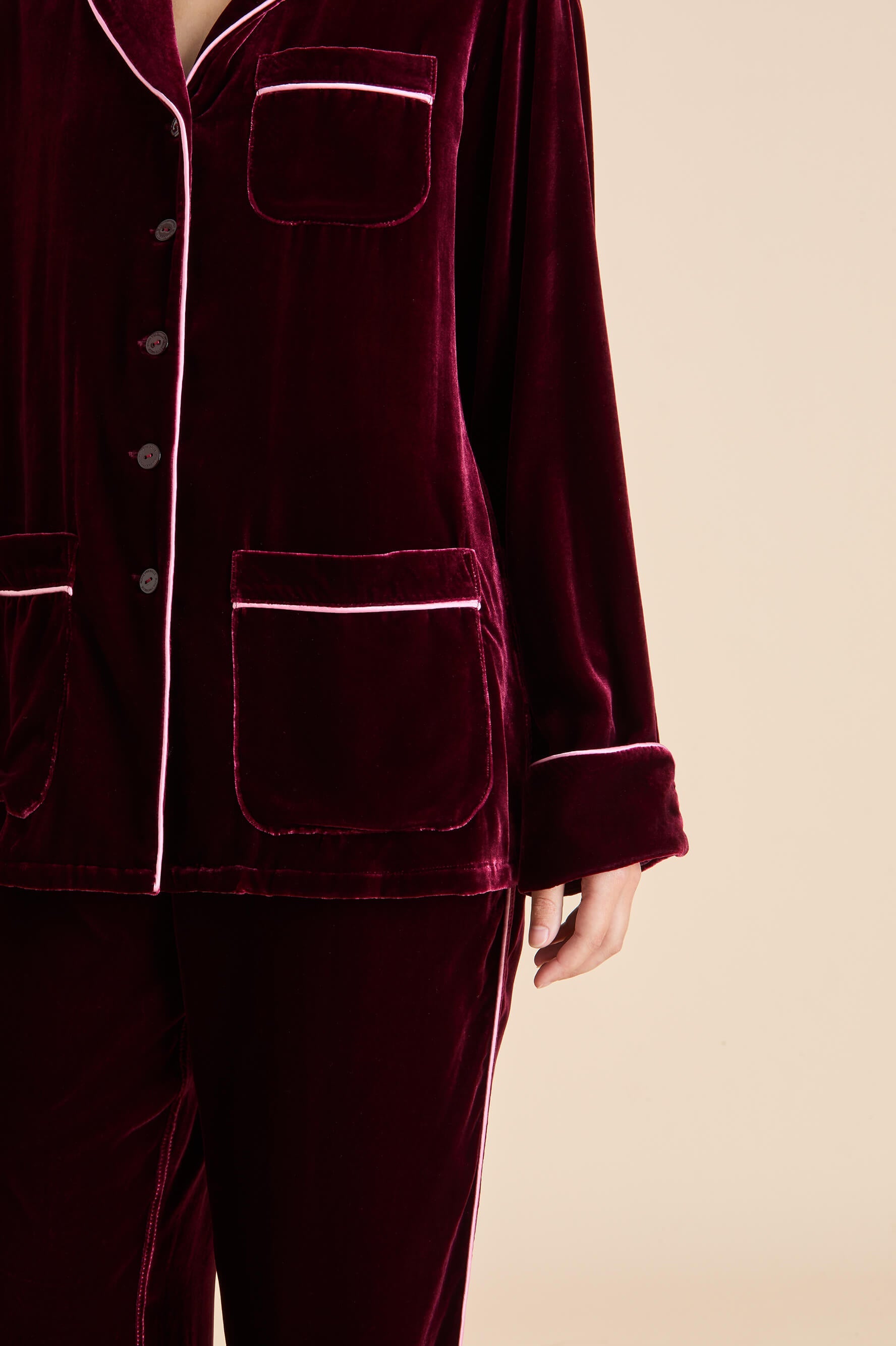 Coco Claret Red Pajamas in Silk Velvet