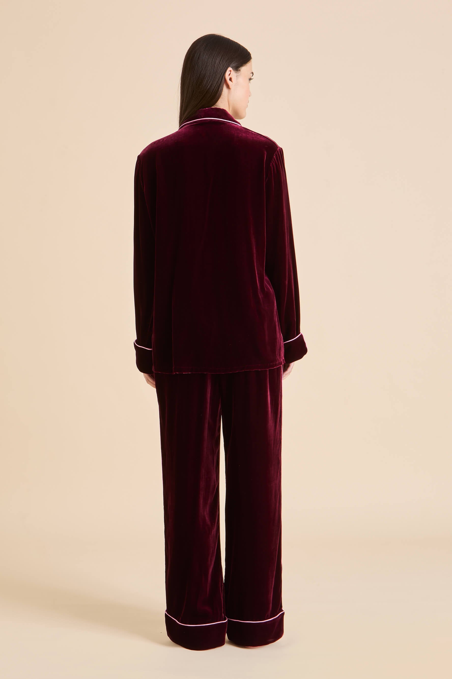 Coco Claret Red Pajamas in Silk Velvet