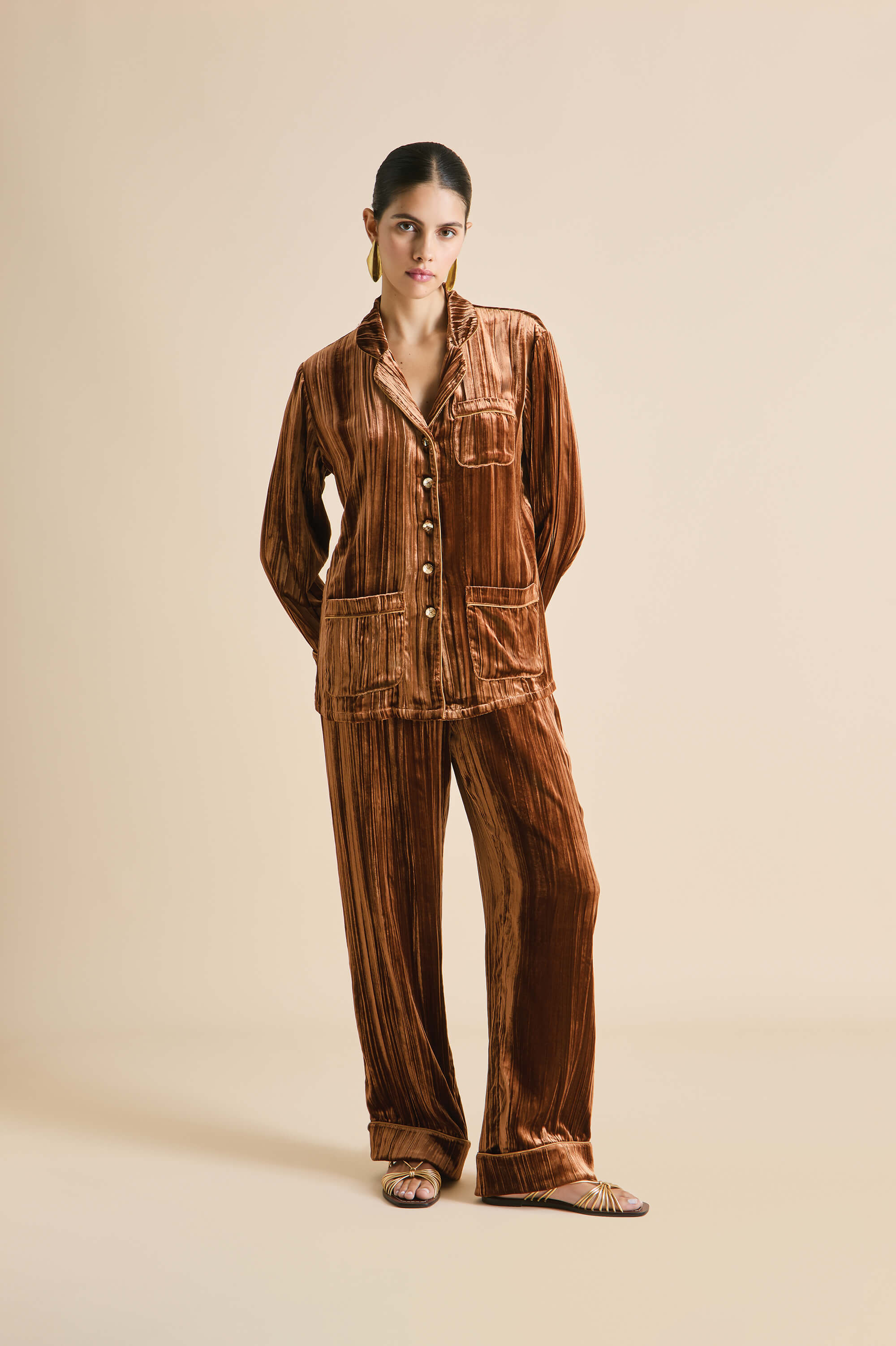 Coco Coin Bronze Pyjamas in Silk Velvet