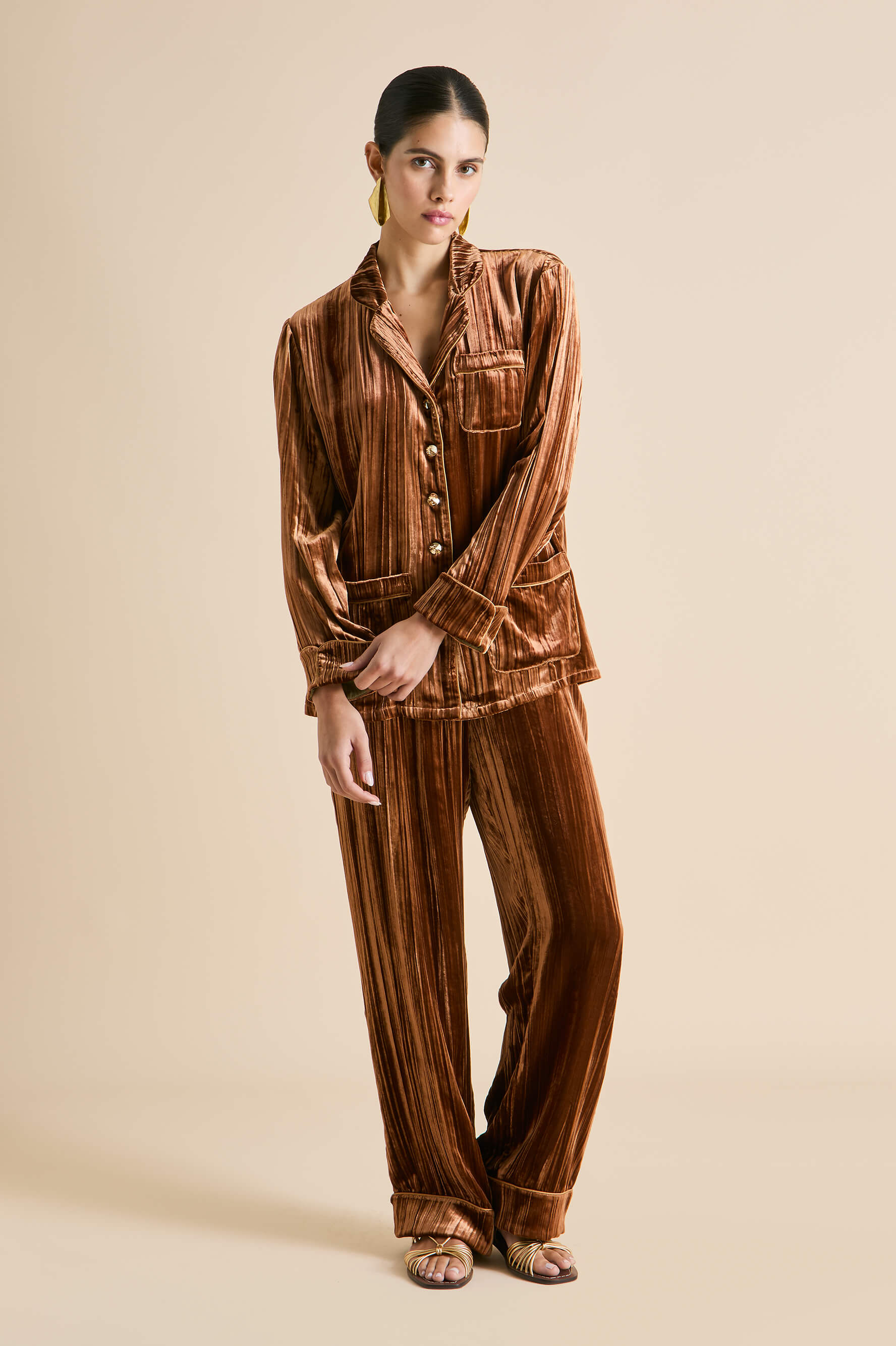 Coco Coin Bronze Pyjamas in Silk Velvet