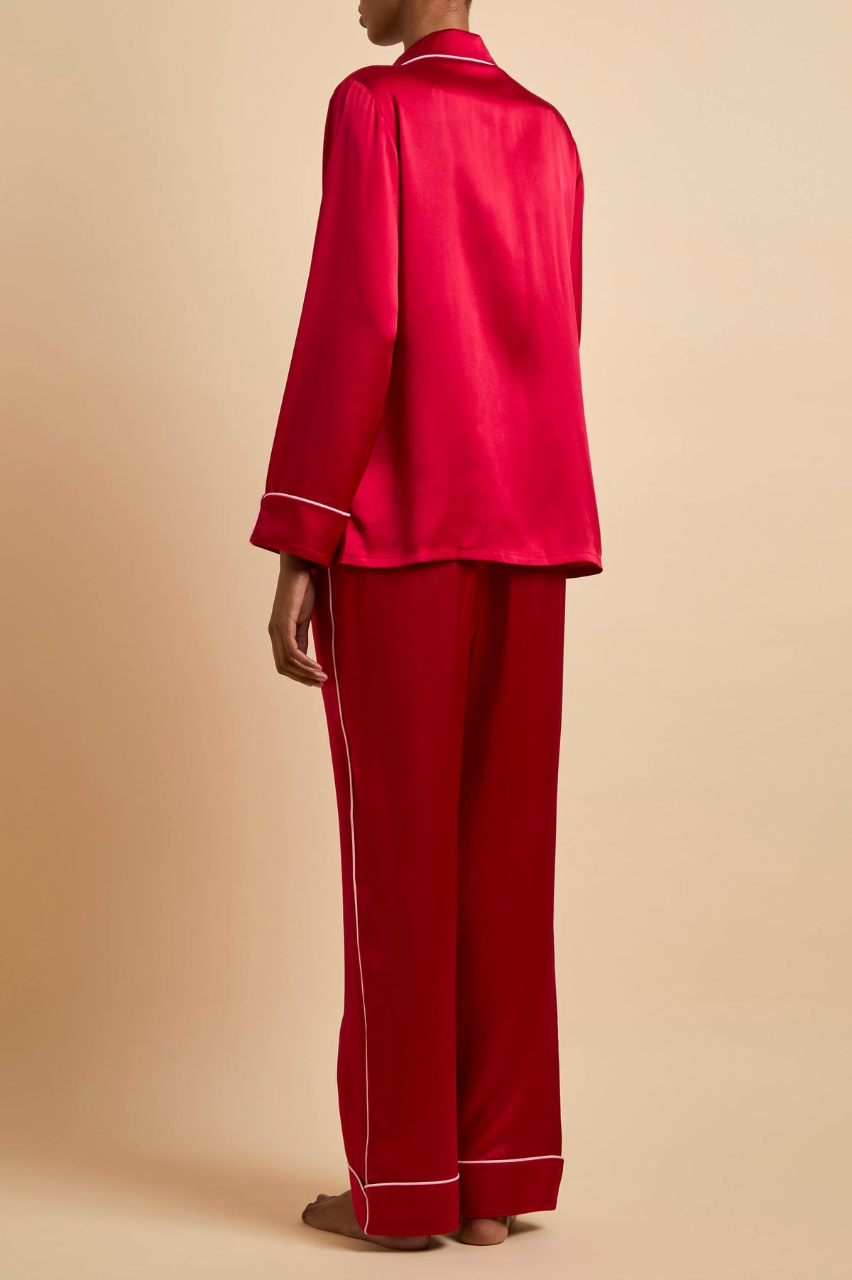Coco Crimson Red Pyjamas in Silk Satin
