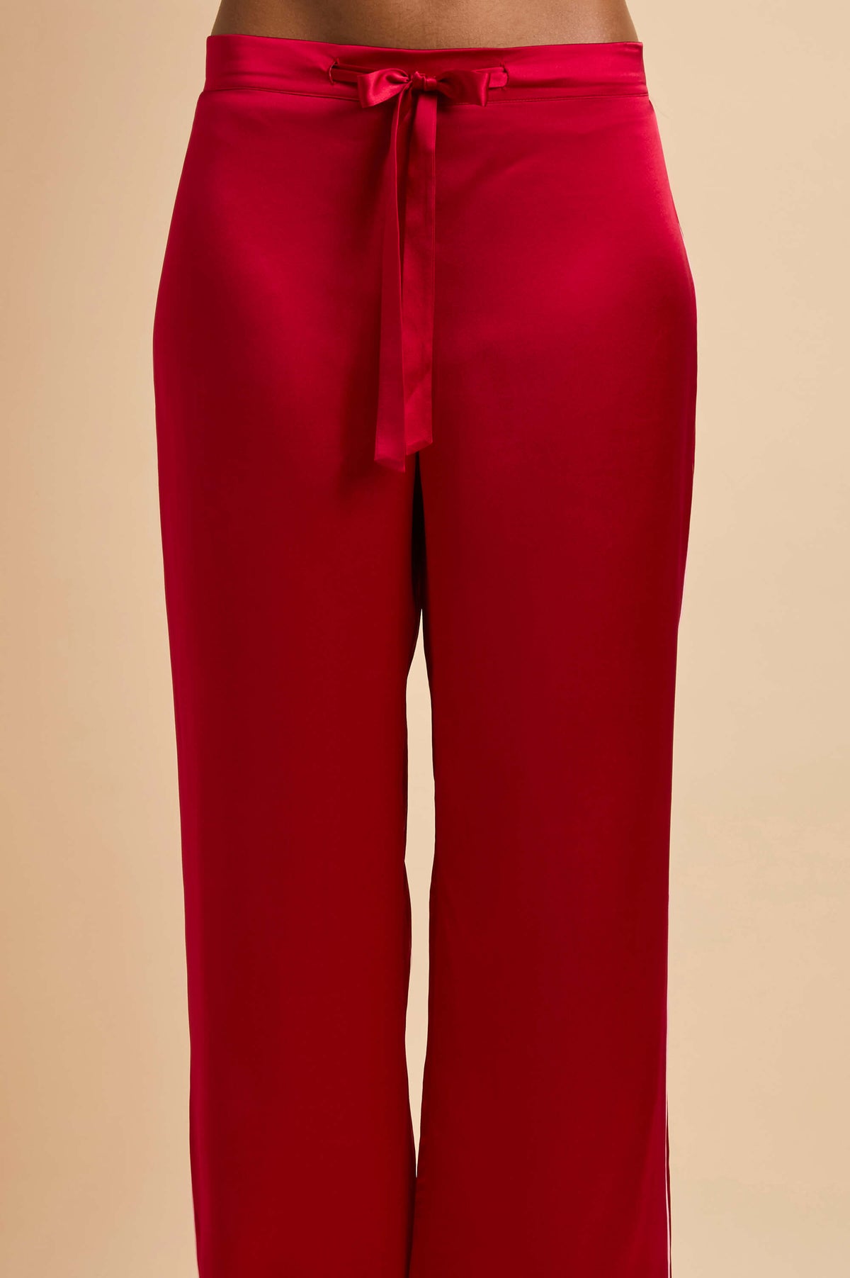 Coco Crimson Red Pyjamas in Silk Satin