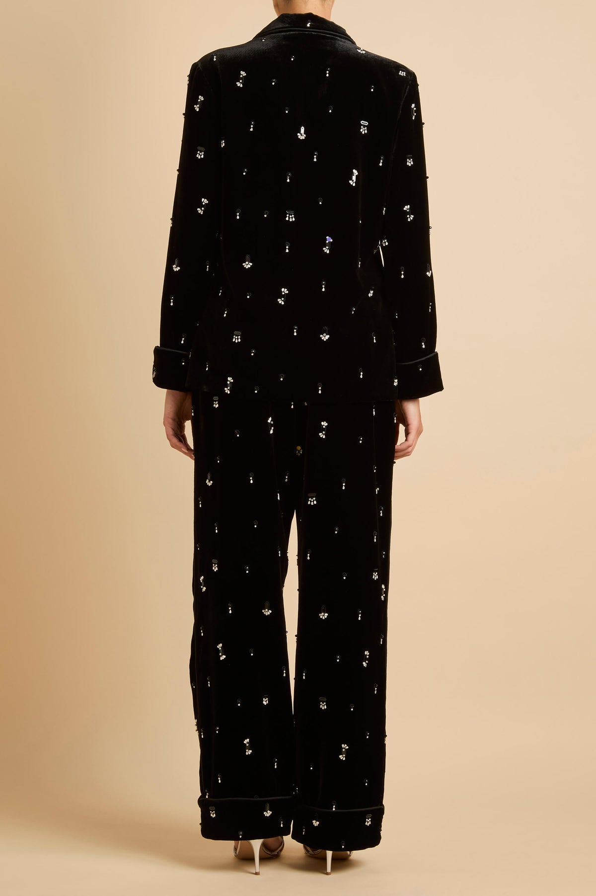 Coco Orlune Black Crystal Pyjamas in Velvet