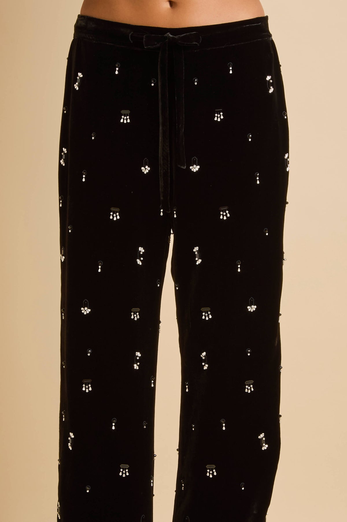 Coco Orlune Black Crystal Pyjamas in Velvet