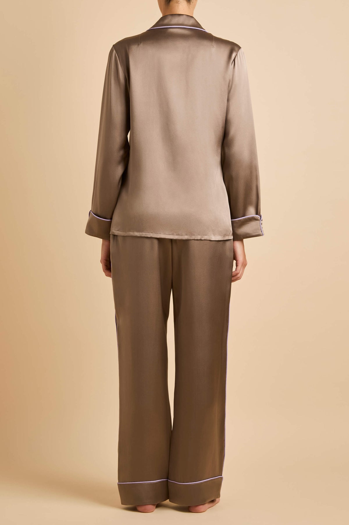 Coco Pewter Beige Pyjamas in Silk Satin