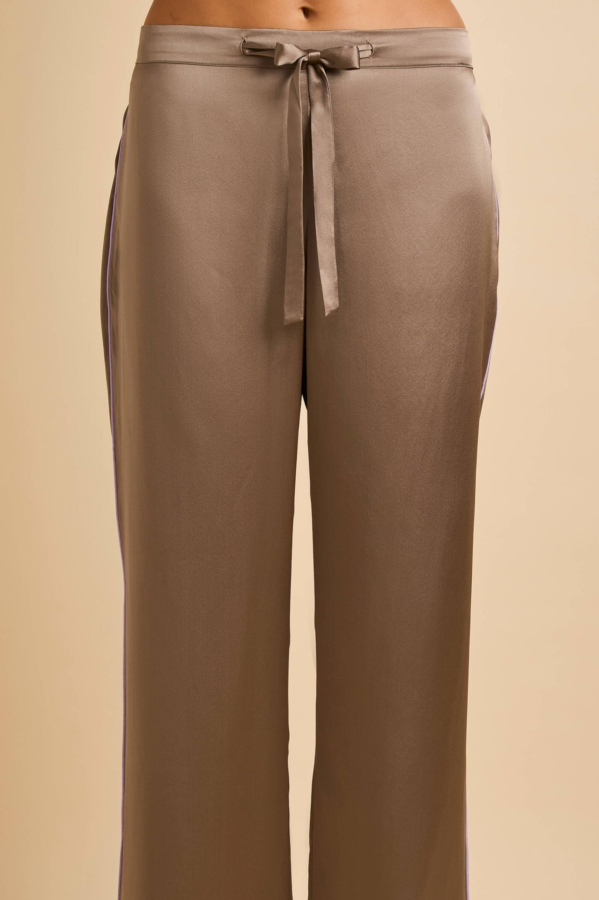 Coco Pewter Beige Pyjamas in Silk Satin