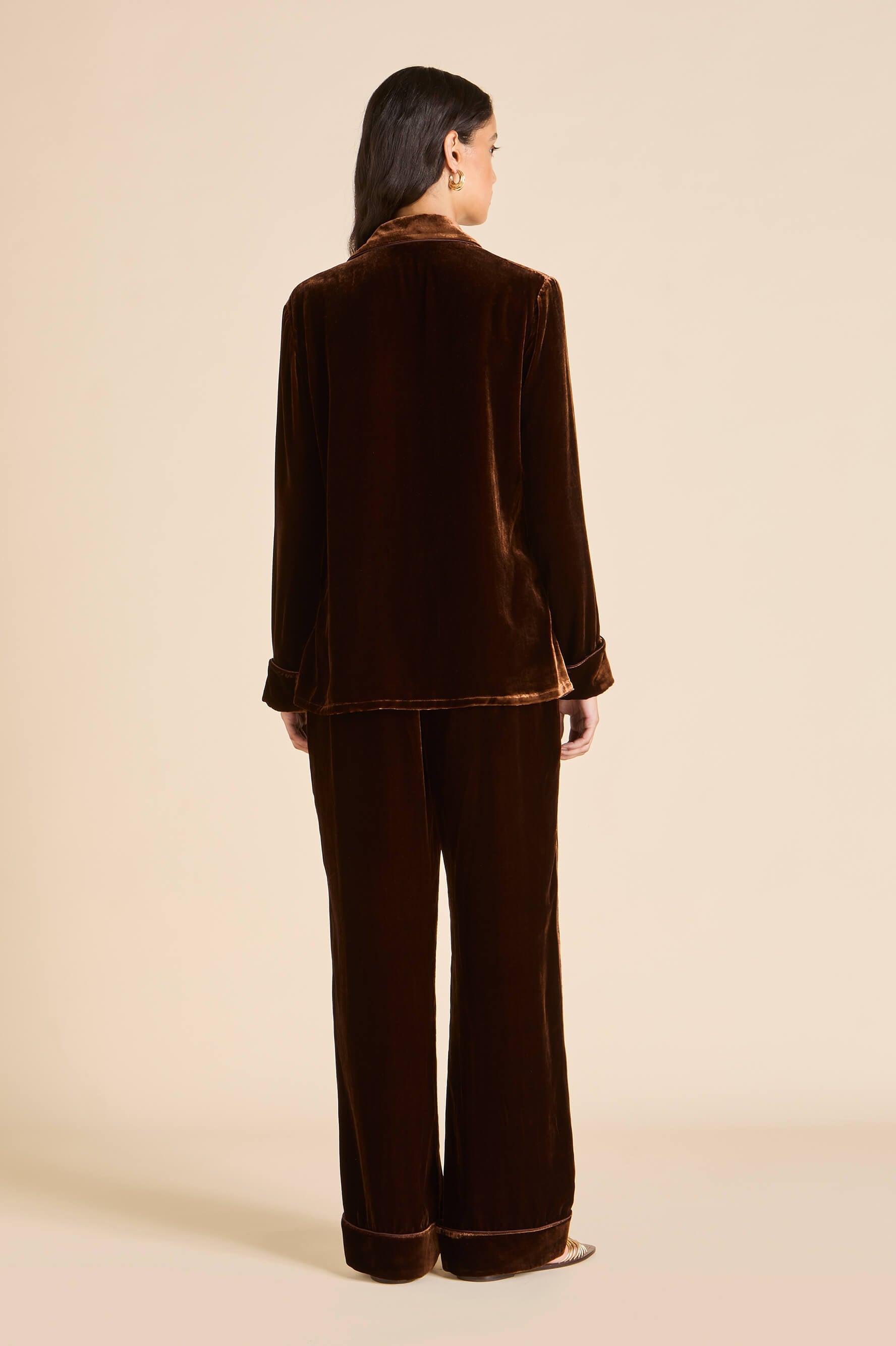 Coco Walnut Brown Pajamas in Silk Velvet