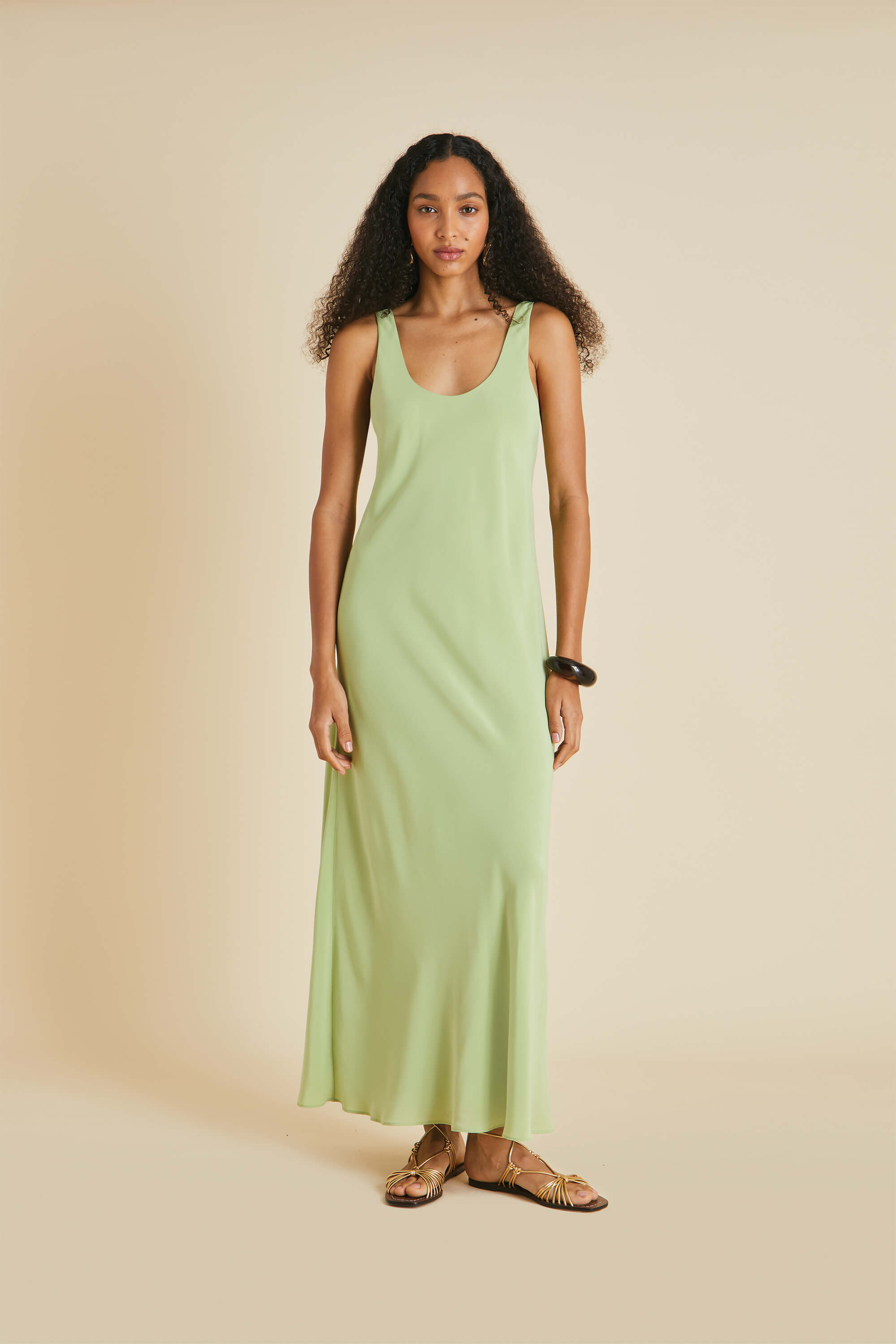 Green slip dress best sale