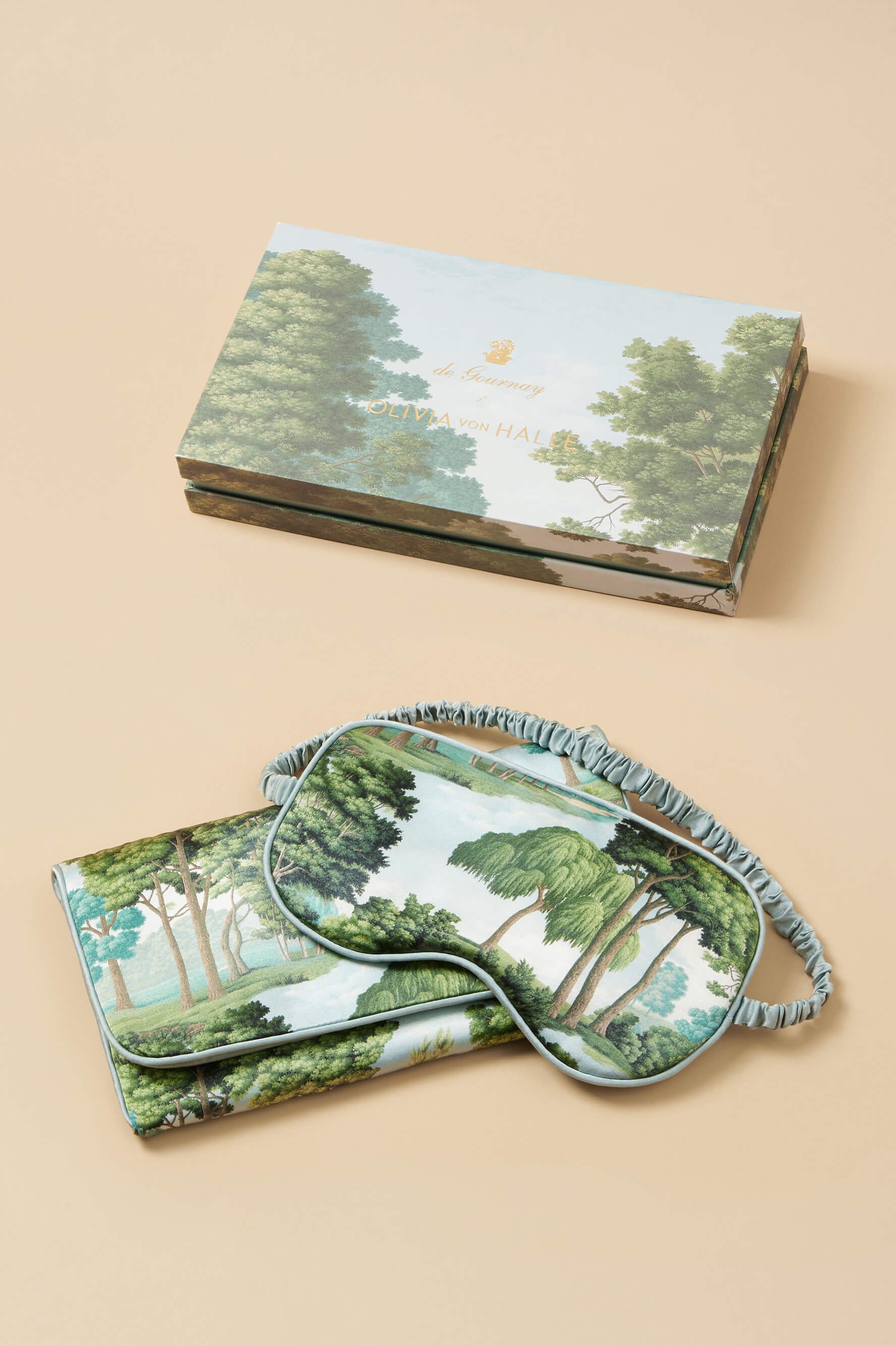 olivia von halle x de-gournay eye mask gift box packaging