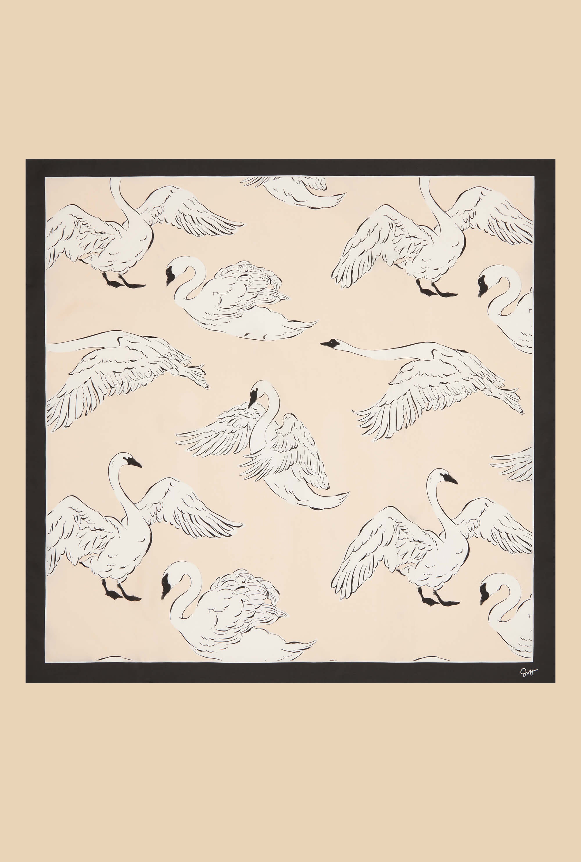 Dunaway Blanca Cream Swan Scarf in Silk Twill