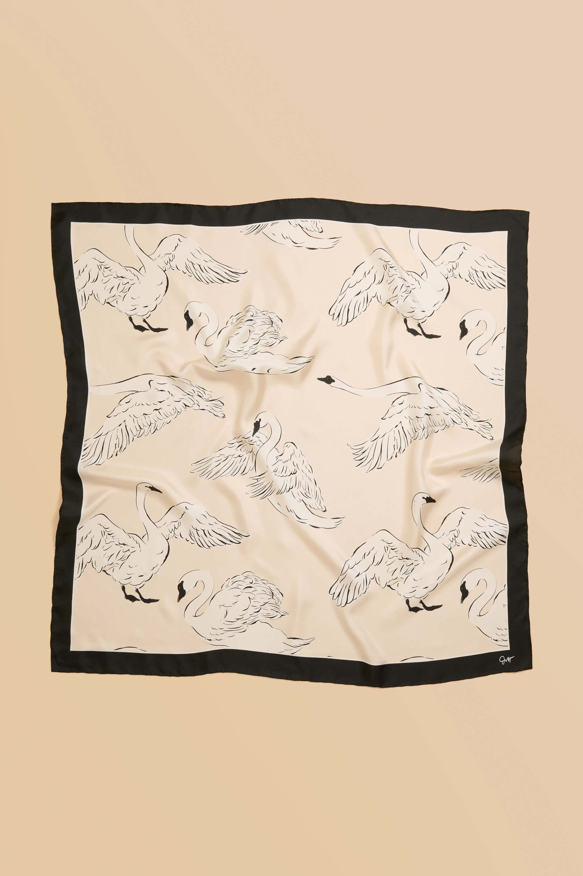 dunaway blanca cream swan scarf in silk twill 
