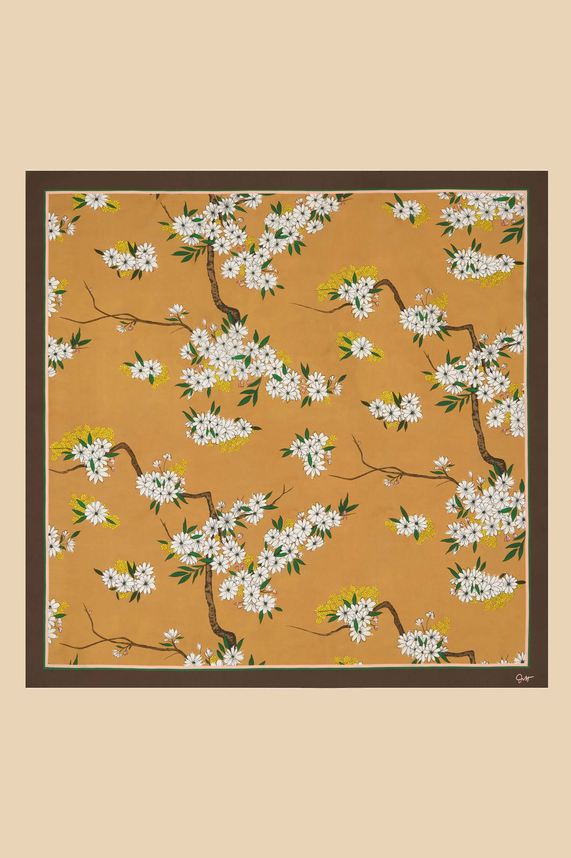 Dunaway Carmena Yellow Blossom Scarf in Silk Twill
