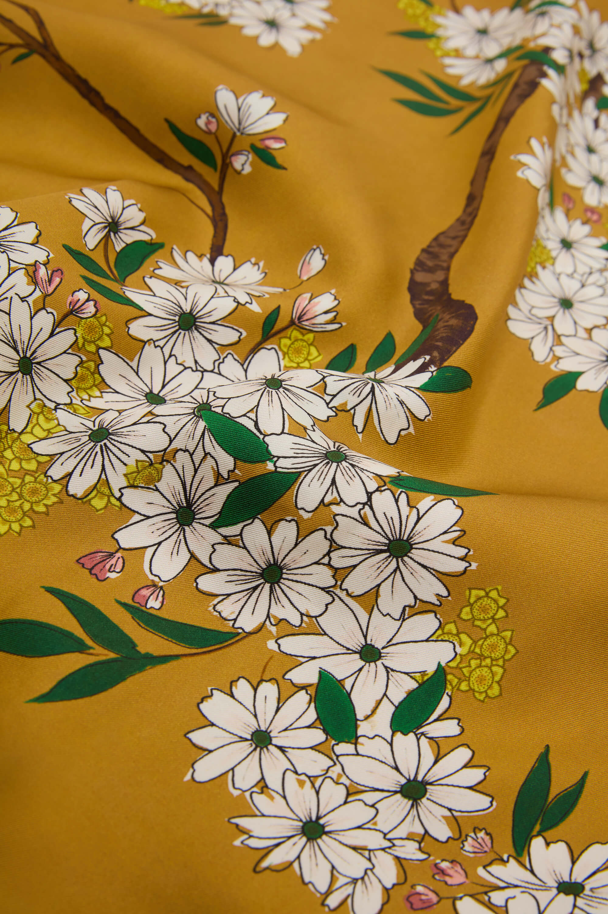 Dunaway Carmena Yellow Blossom Scarf in Silk Twill