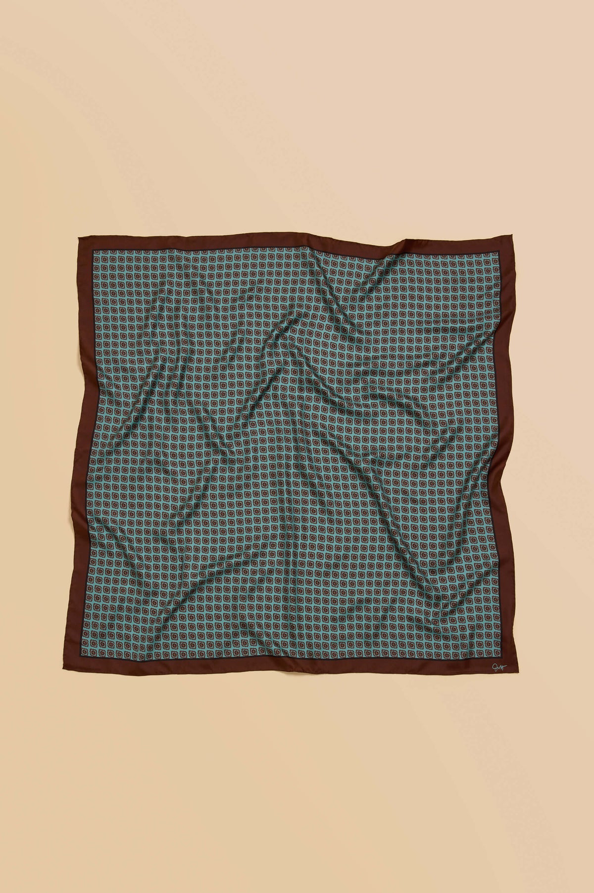 dunaway lazuli grey geometric scarf in silk twill 