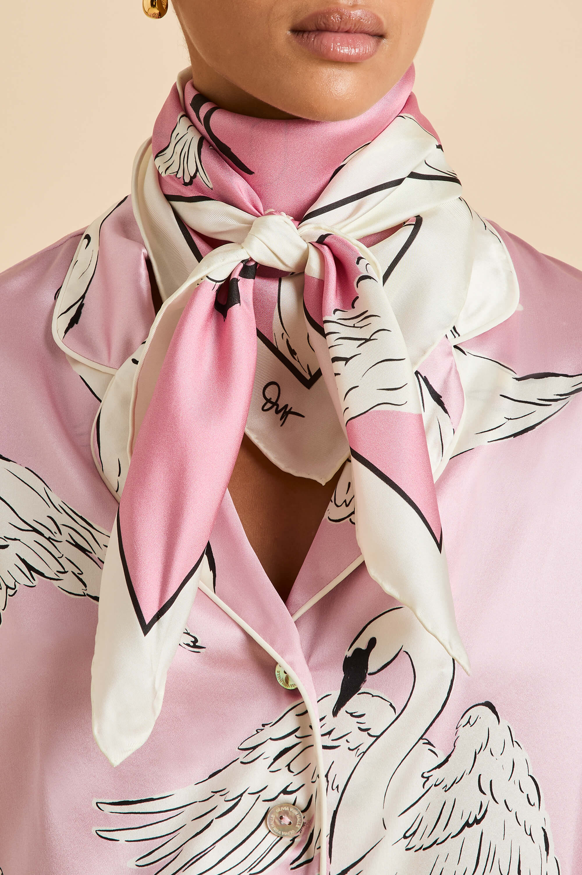 Dunaway Selene Pink Swan Scarf in Silk Twill