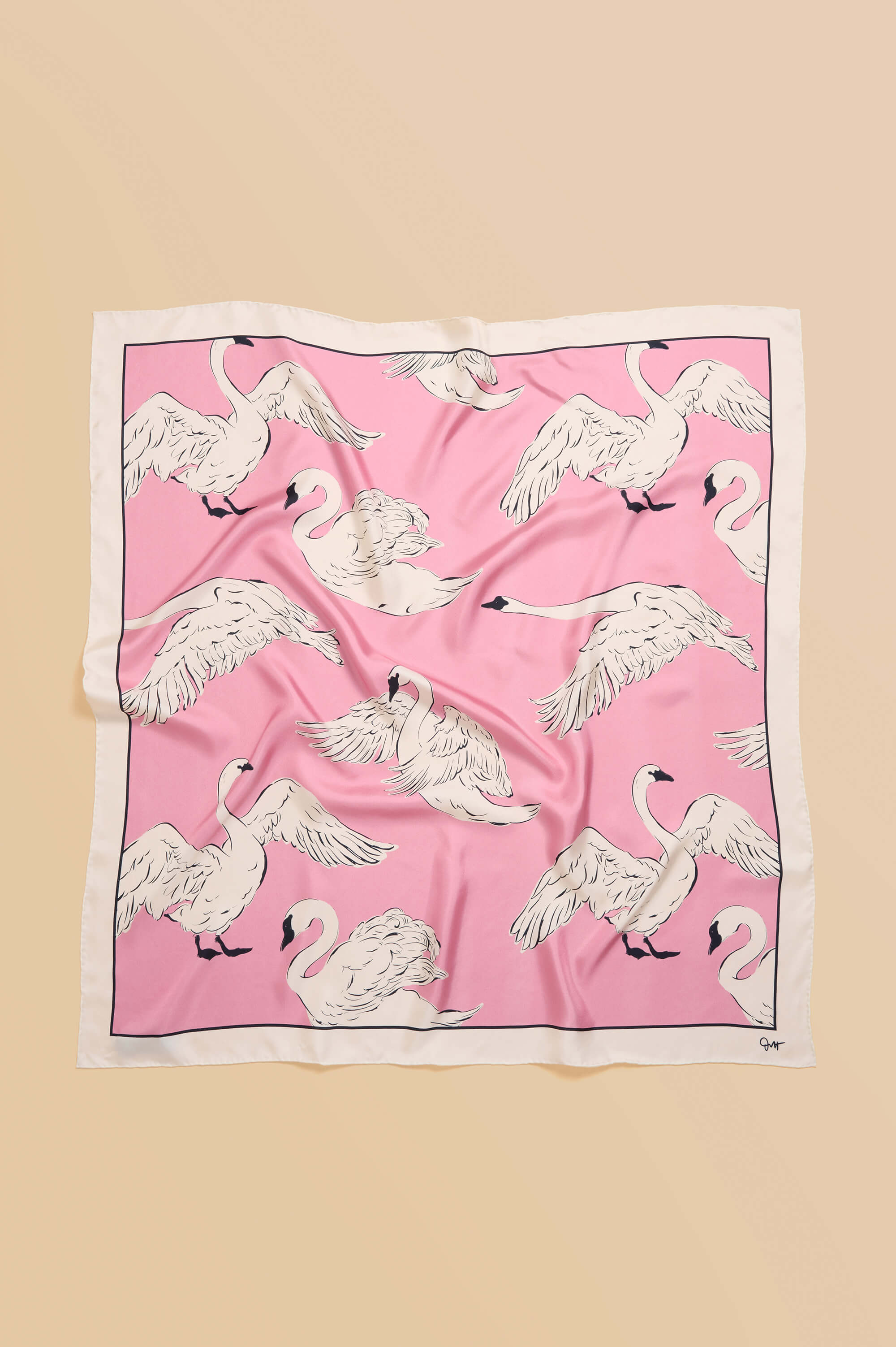 dunaway selene pink swan scarf in silk twill 