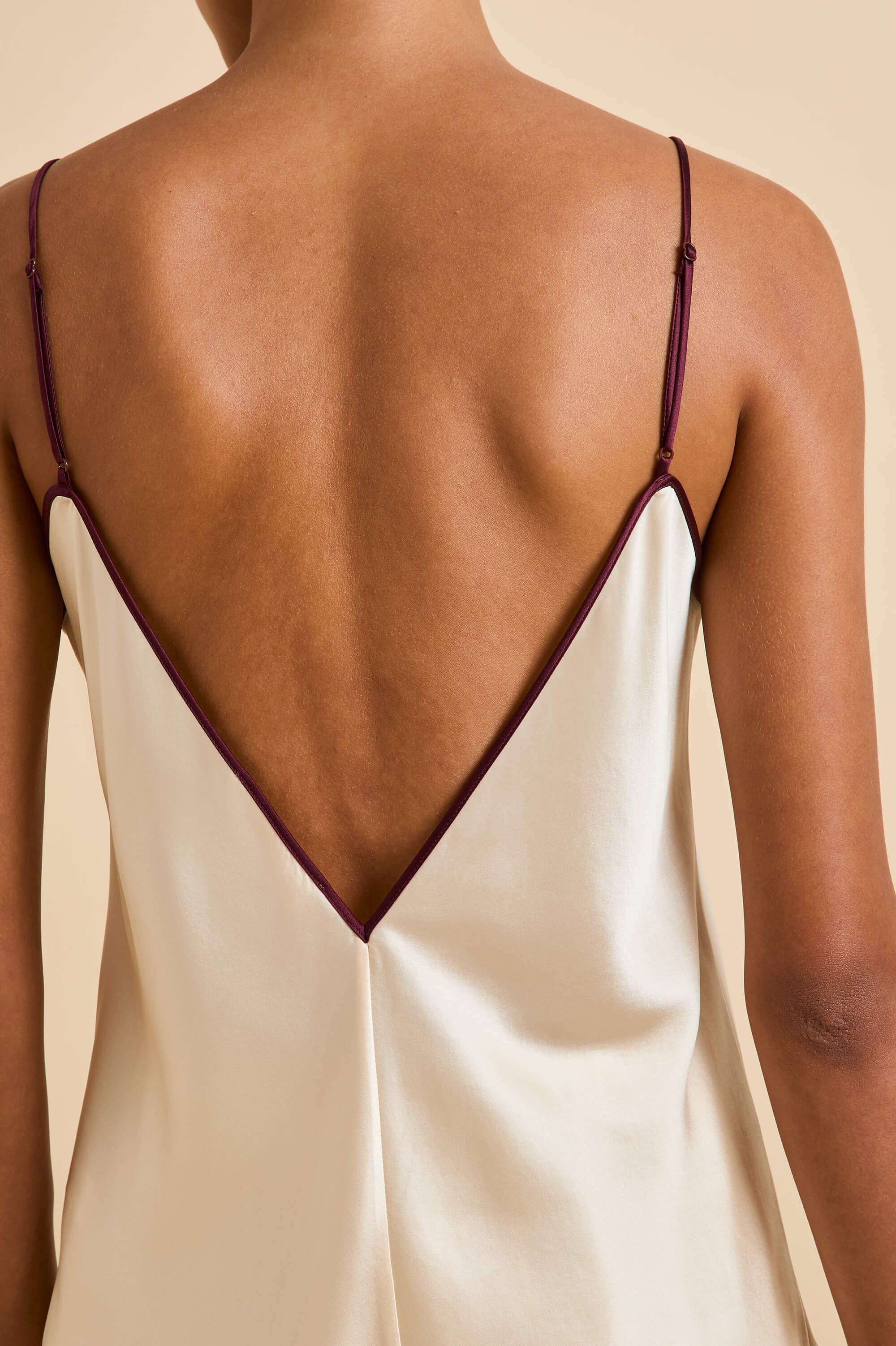 Elle Bone Cream Camisole Set in Silk Satin