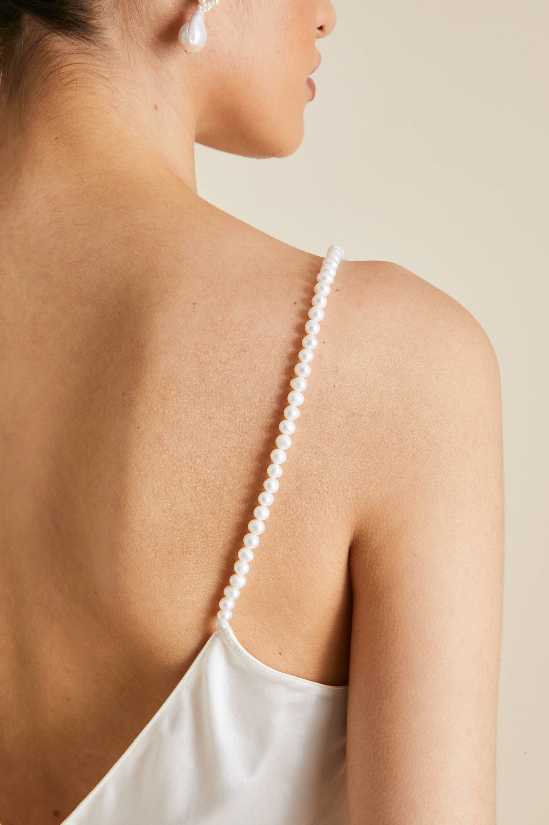 Elle Ivory Pearl Camisole Set in Silk Satin | Olivia von Halle