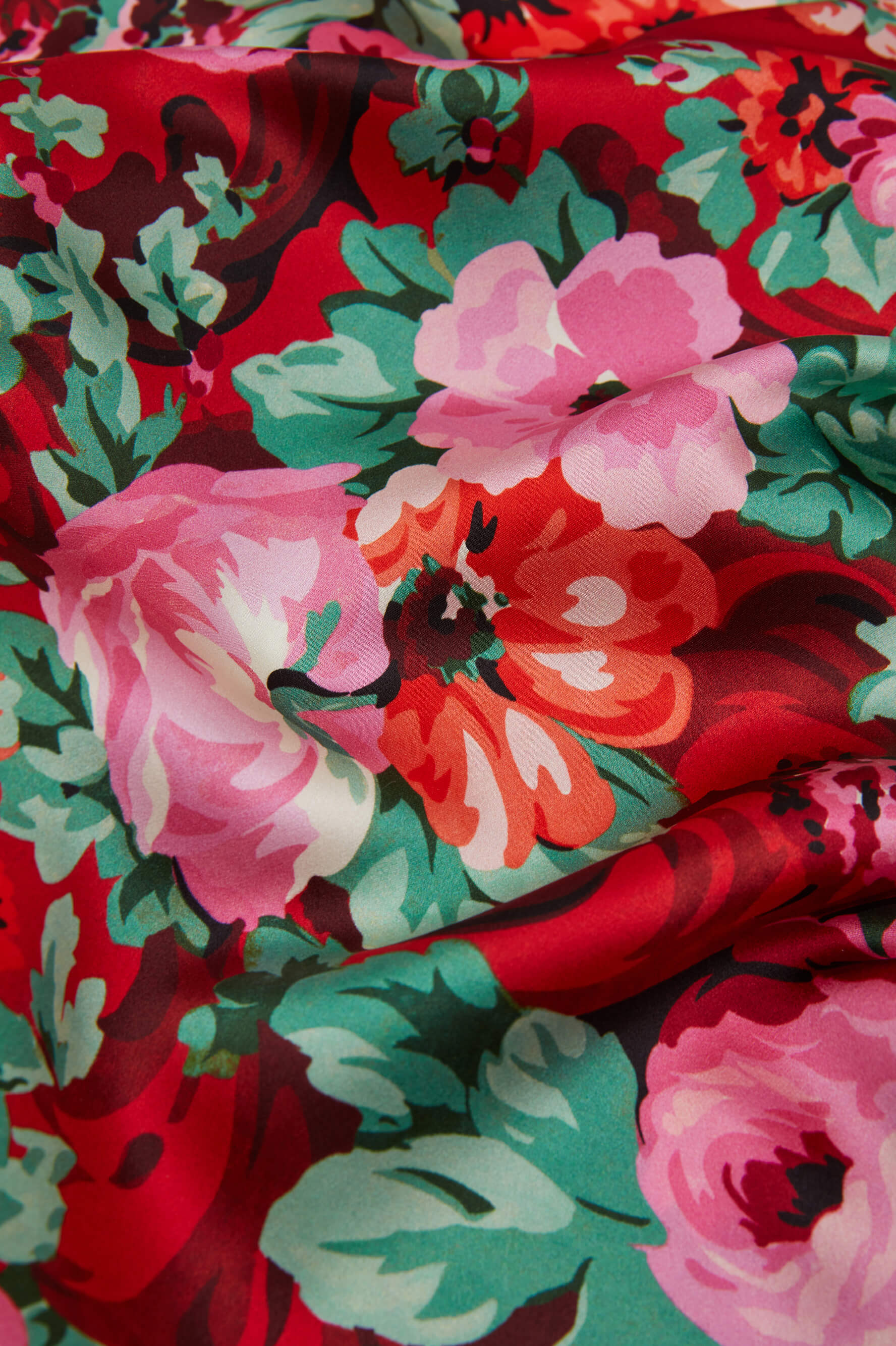 Elle Moulin Red Floral Camisole Set in Silk Satin