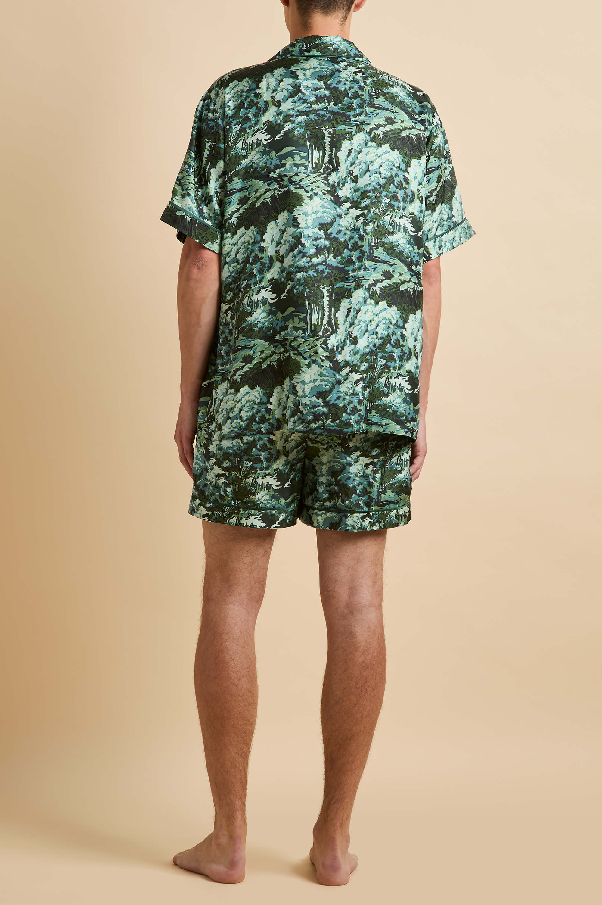 Elordi Linden Green Forest Pyjamas in Silk Twill
