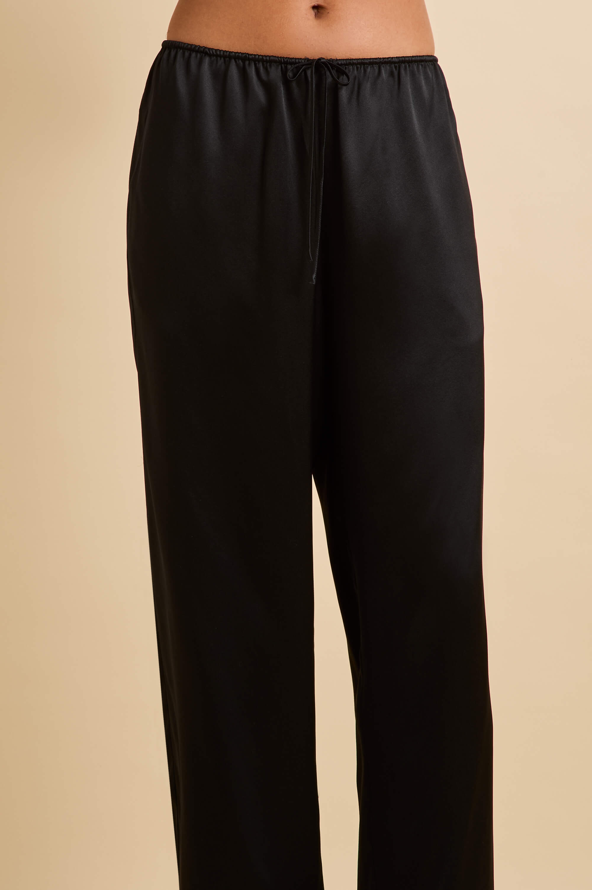 Elvira Jet Black Camisole Set in Silk Satin