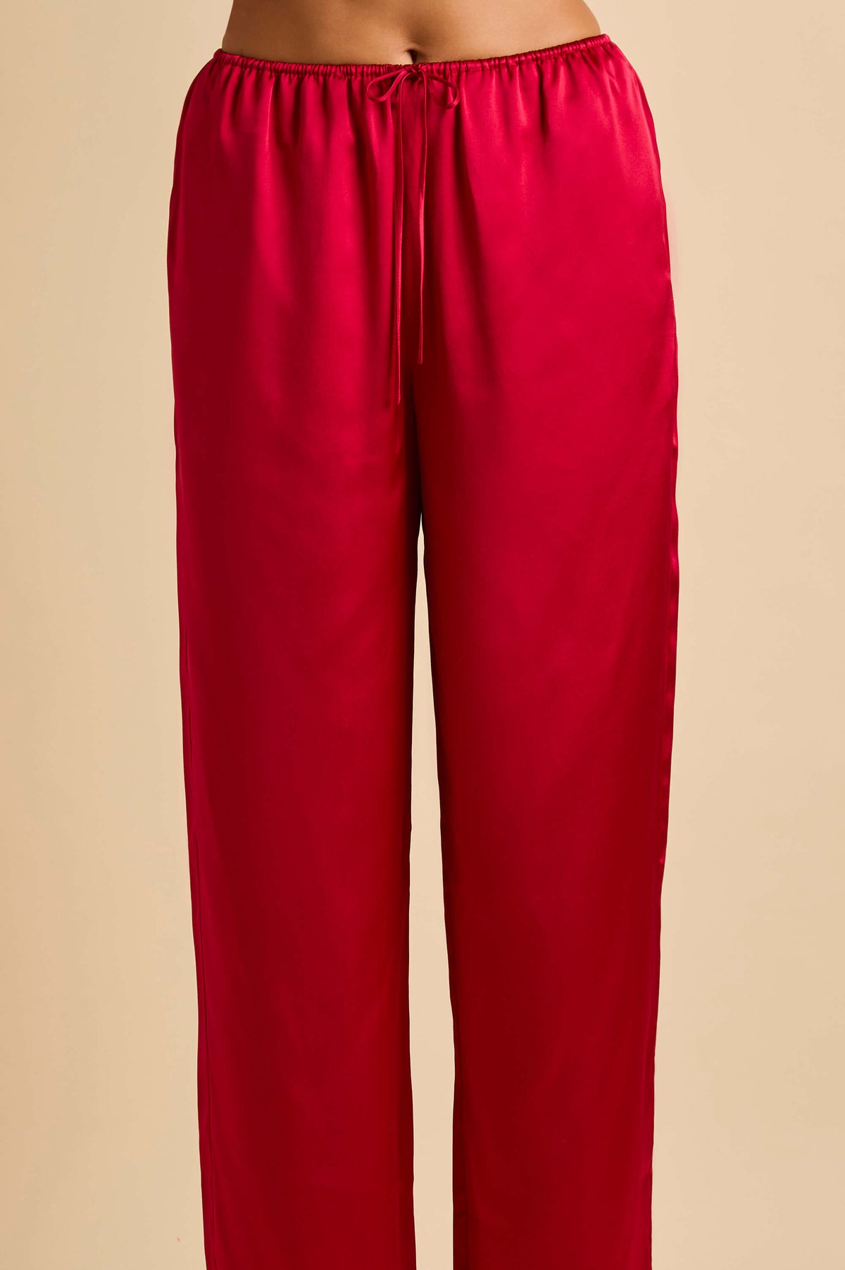 Elvira Red Camisole Set in Silk Satin