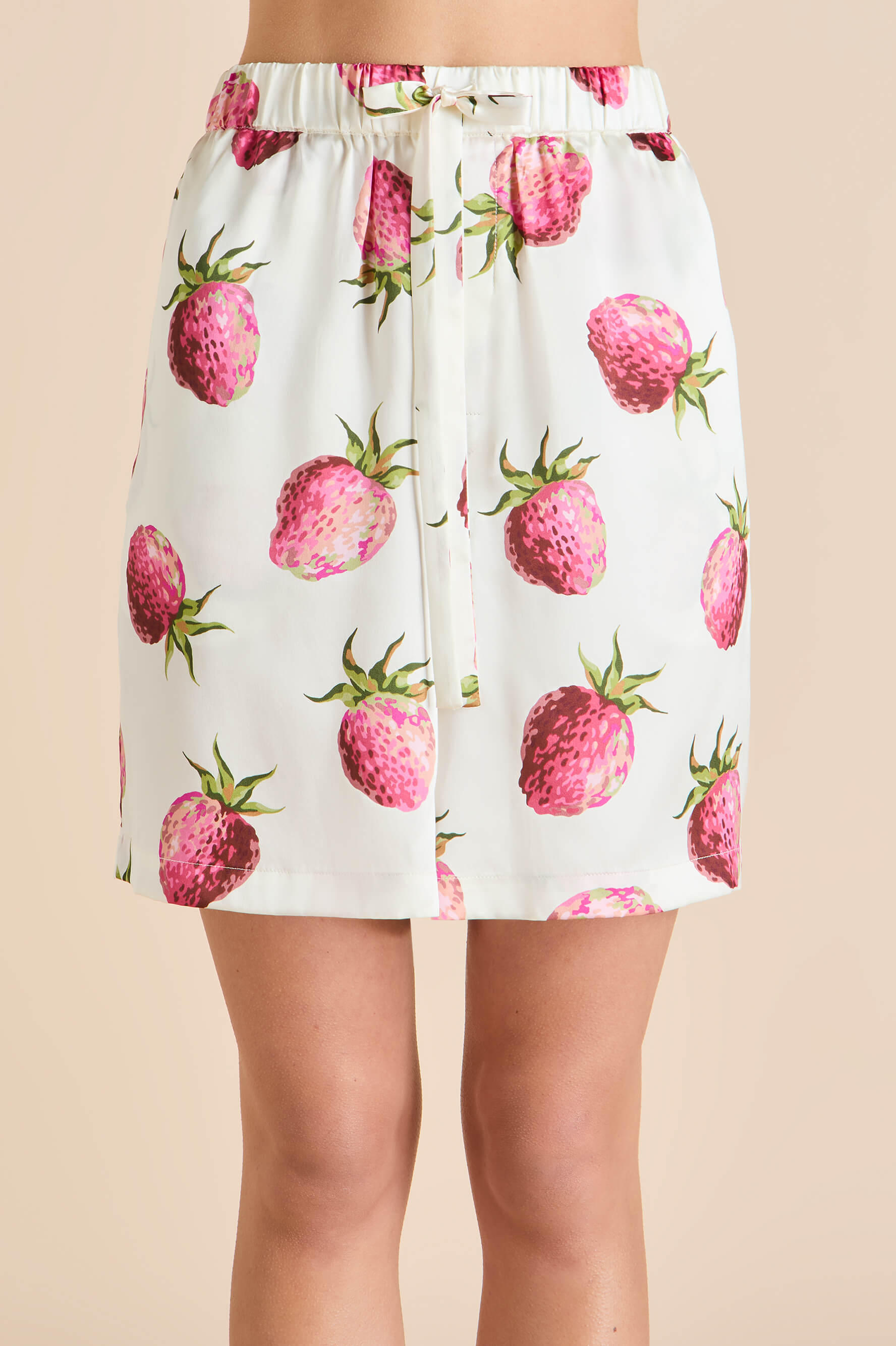 Emeli Blythe Ivory Strawberry Pyjamas in Silk Satin