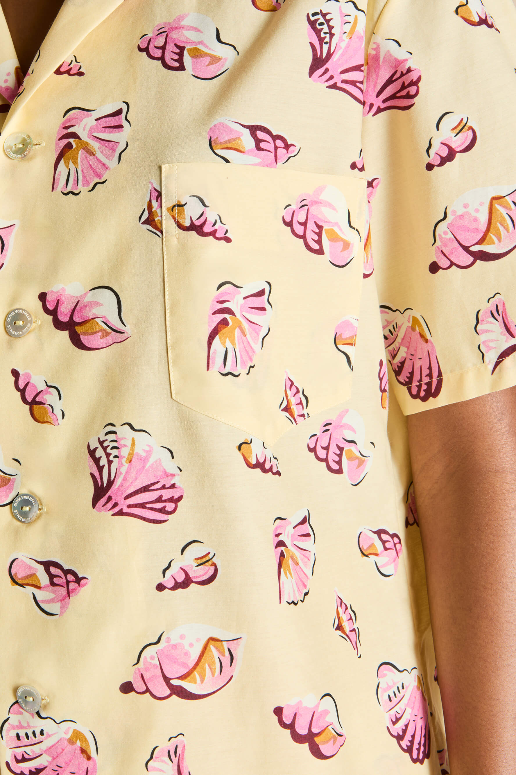 emeli helios yellow seashell pajamas in cotton-silk 