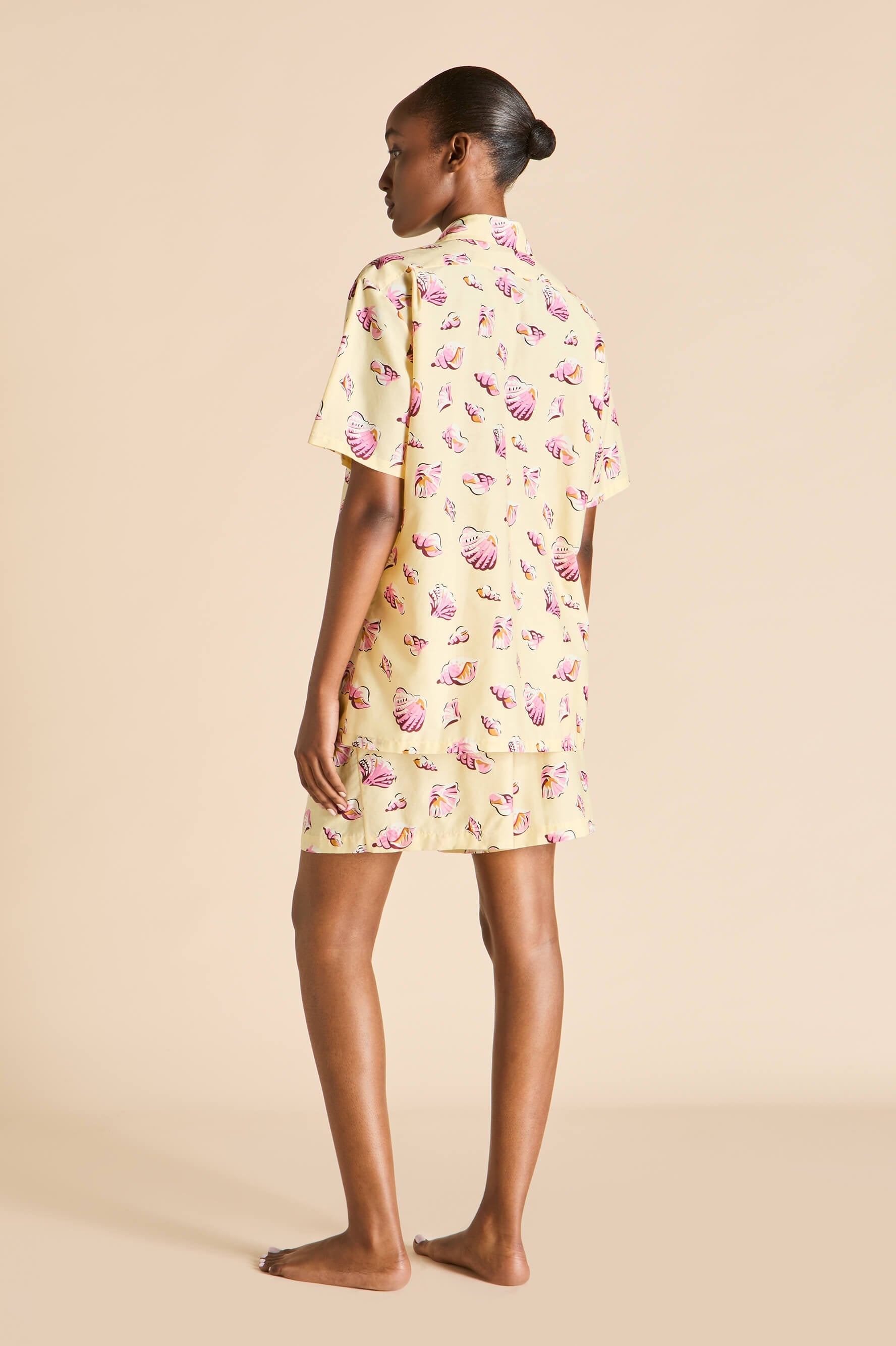 Emeli Helios Yellow Seashell Pyjamas in Cotton-Silk