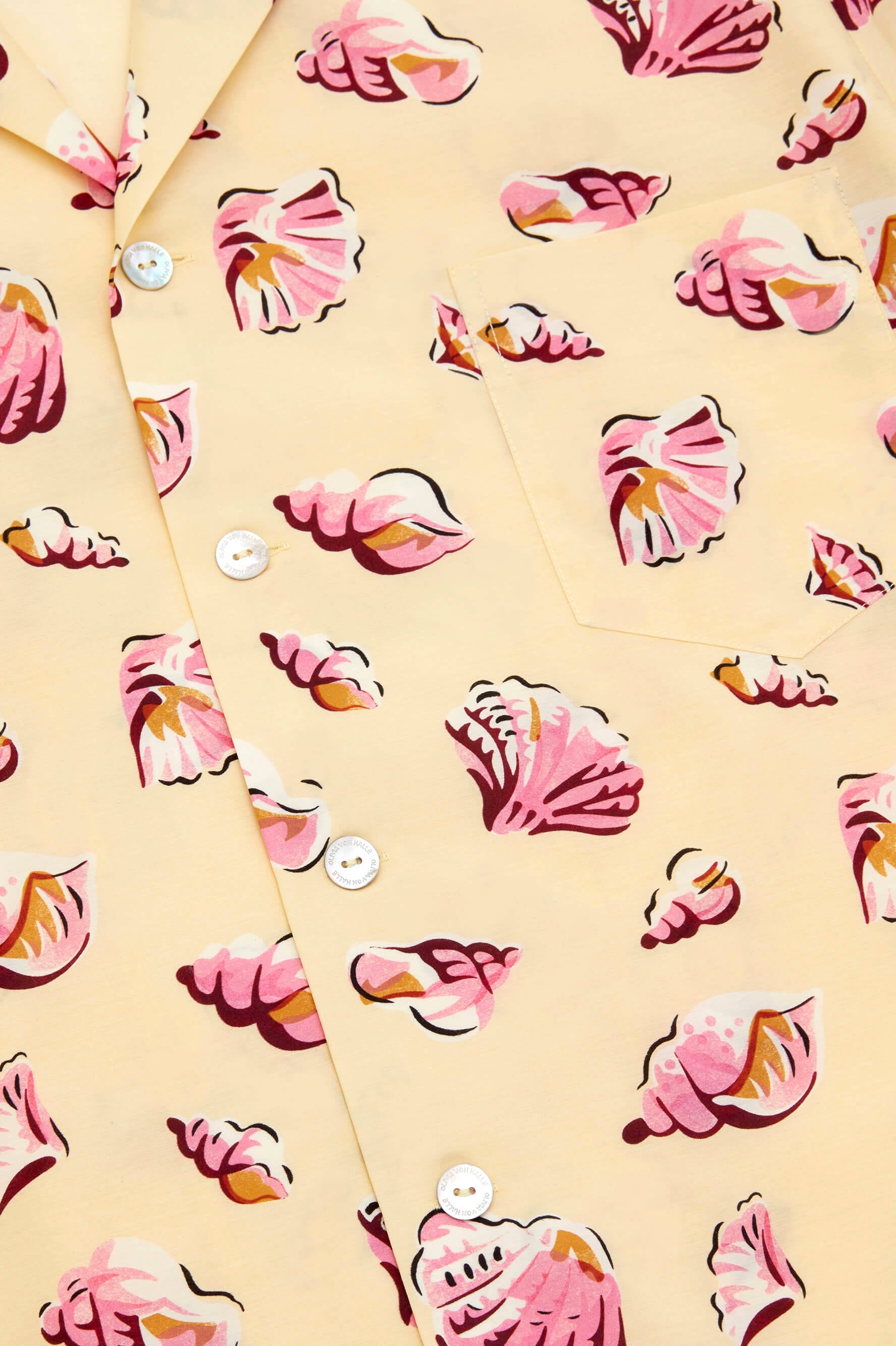 Emeli Helios Yellow Seashell Pyjamas in Cotton-Silk