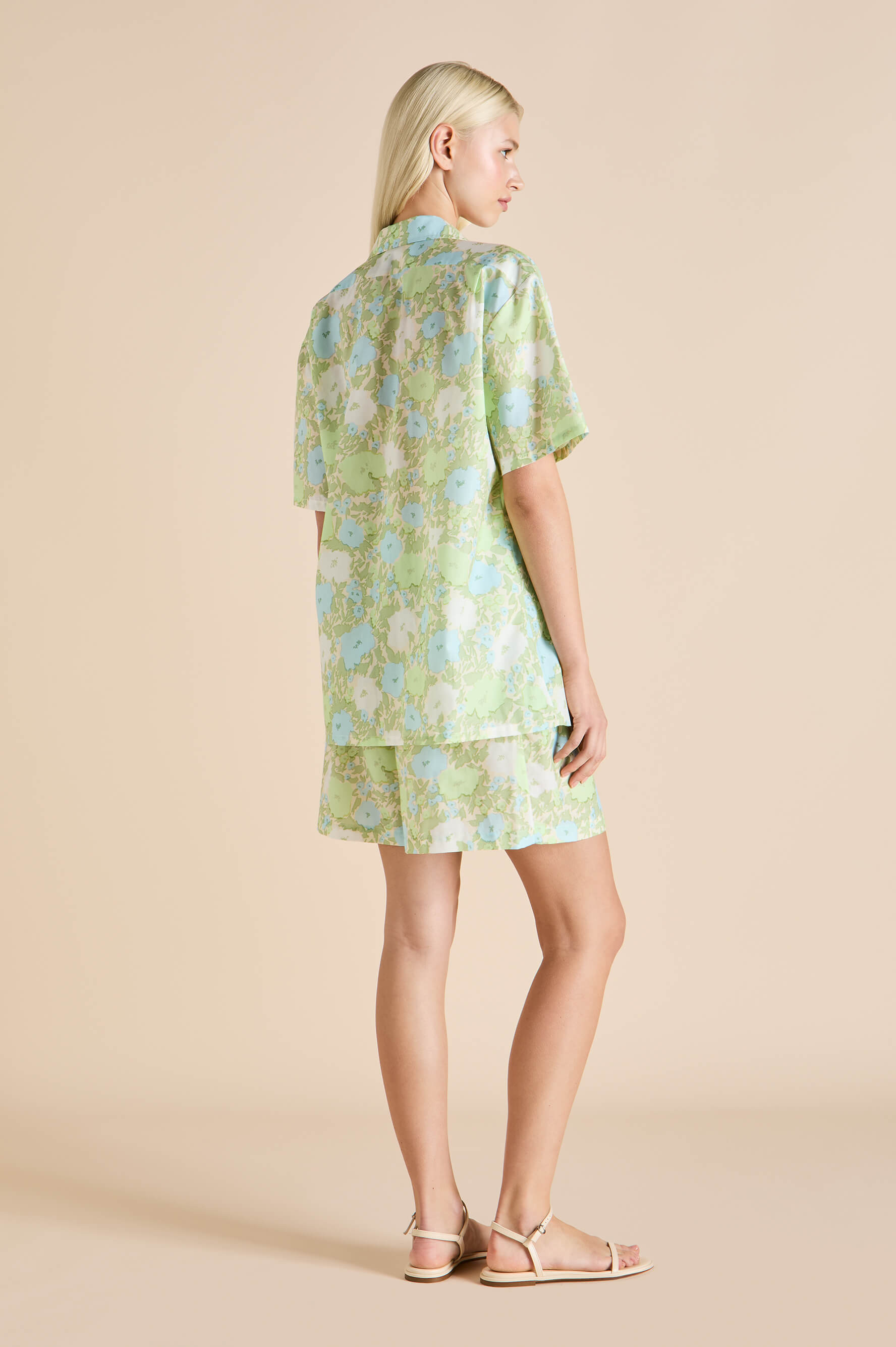 emeli hester green floral pyjamas in cotton-silk 