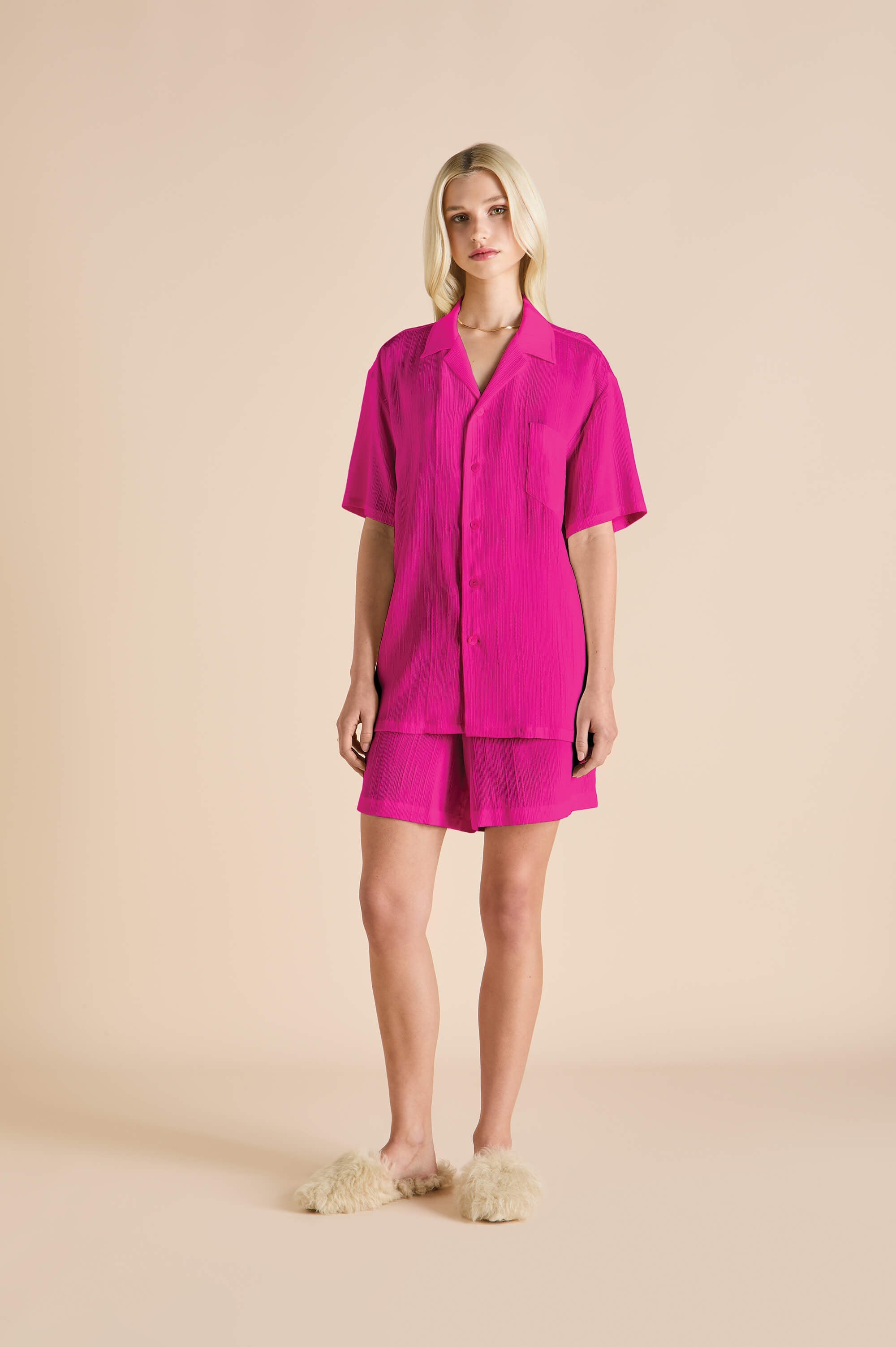 emeli paloma pink pyjamas in silk satin