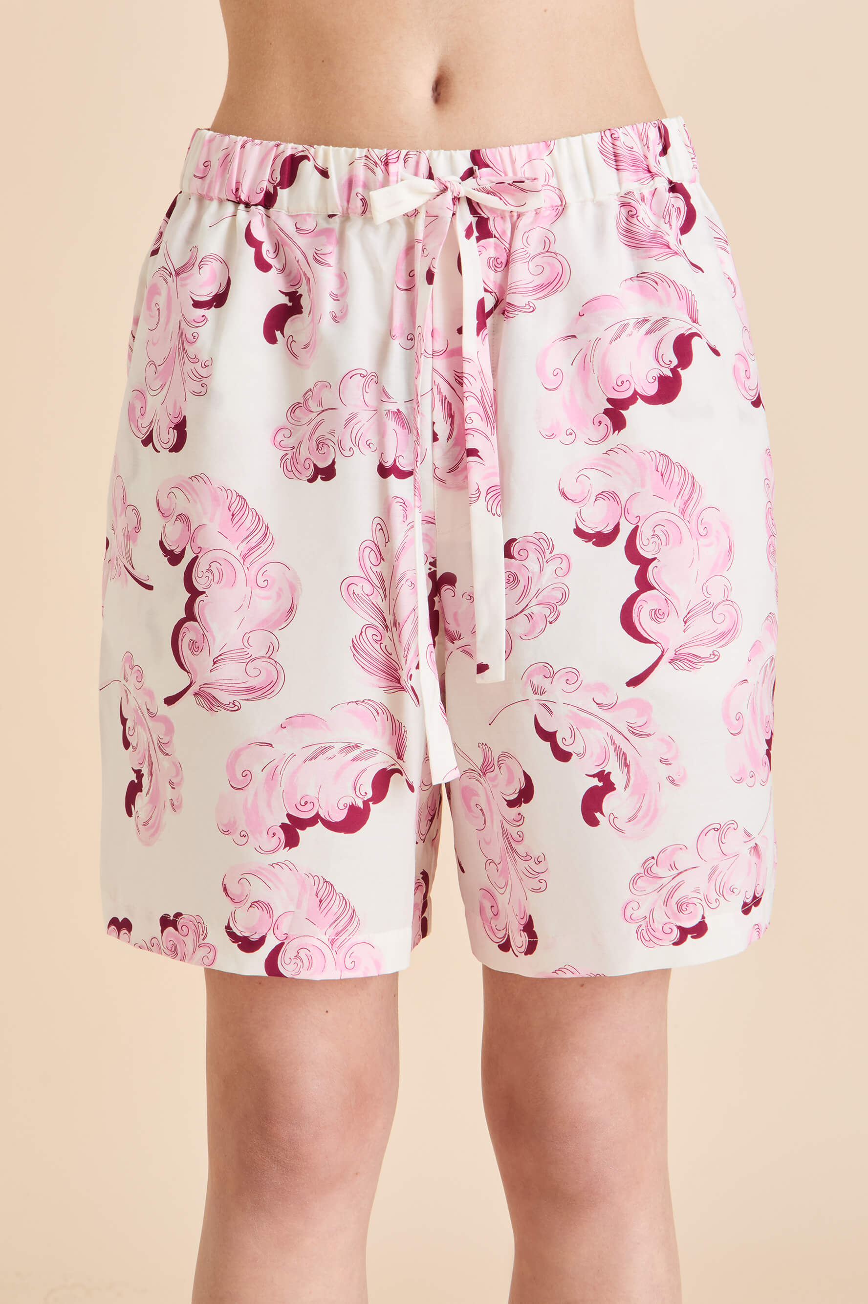 Emeli Plume Pink Feather Pyjamas in Cotton-Silk