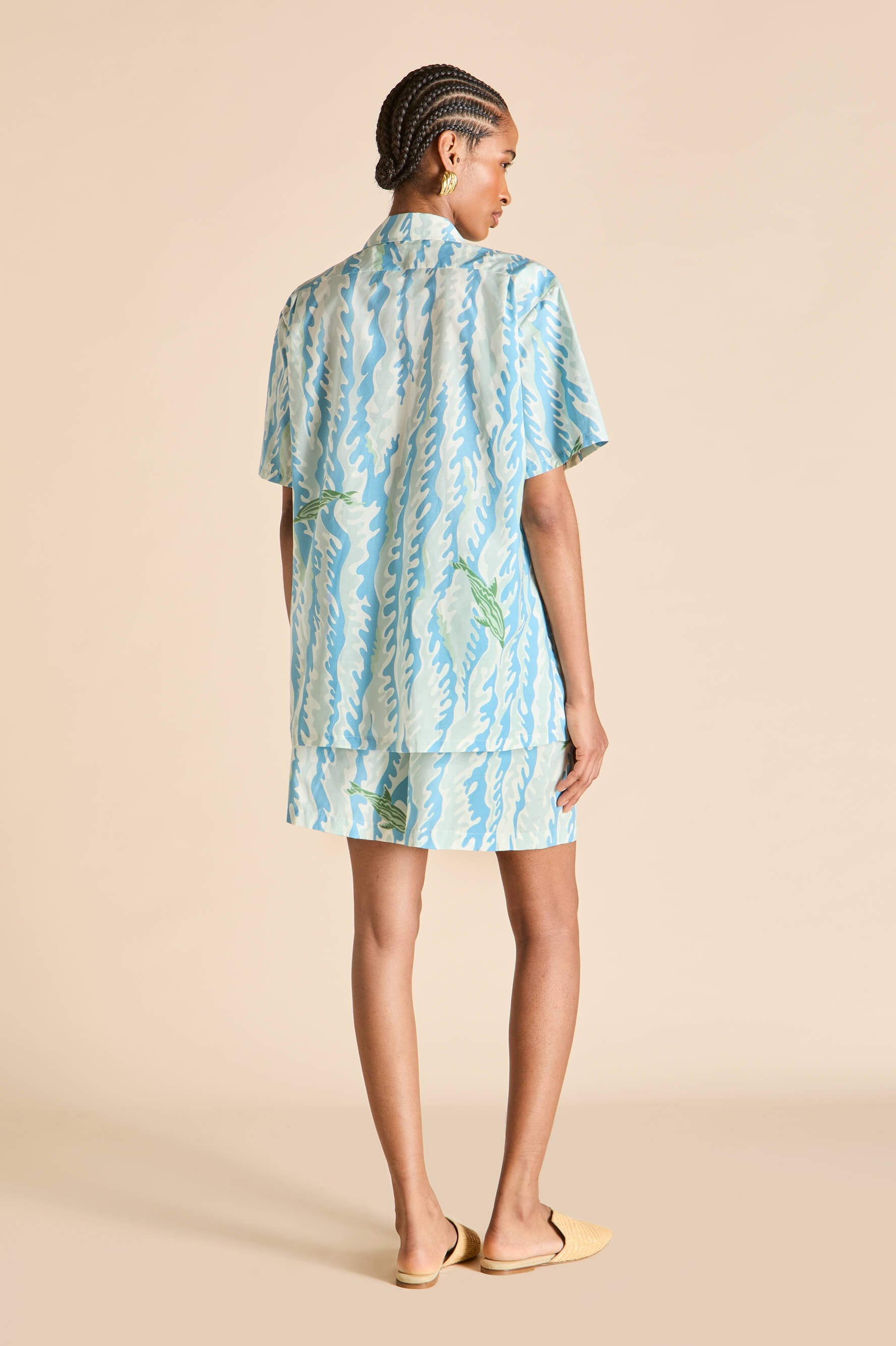 Emeli Sirena Blue Wave Pyjamas in Cotton-Silk