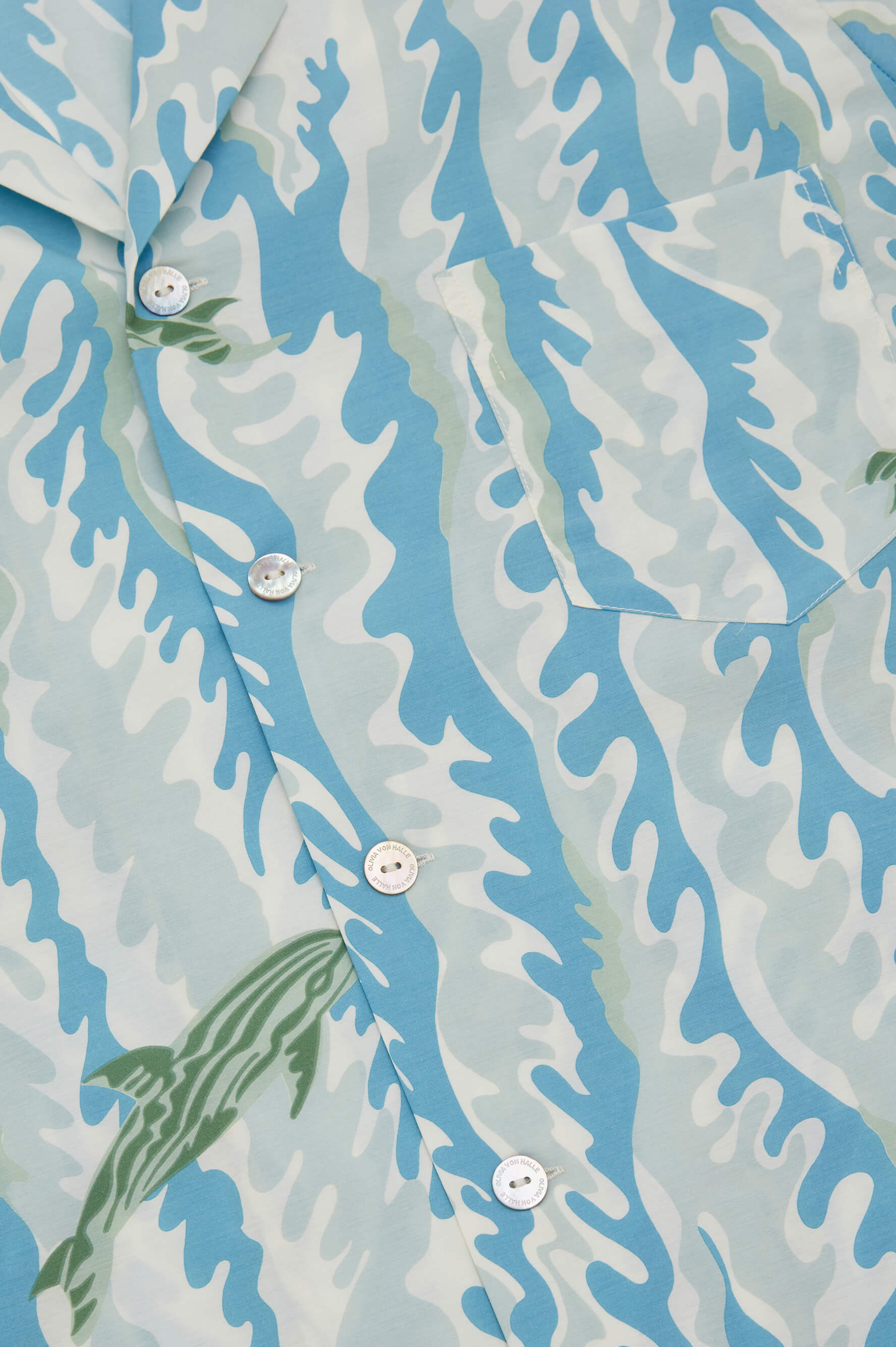 Emeli Sirena Blue Wave Pyjamas in Cotton-Silk