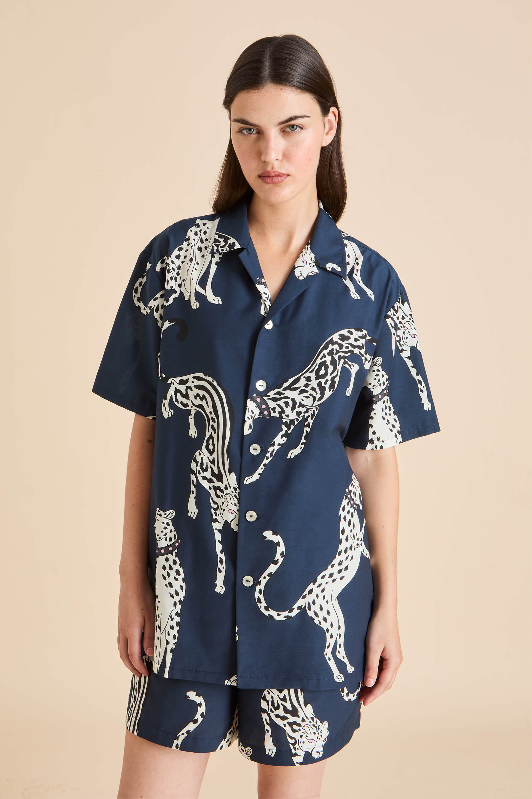 emeli ziegfeld blue leopard pyjamas in cotton-silk 