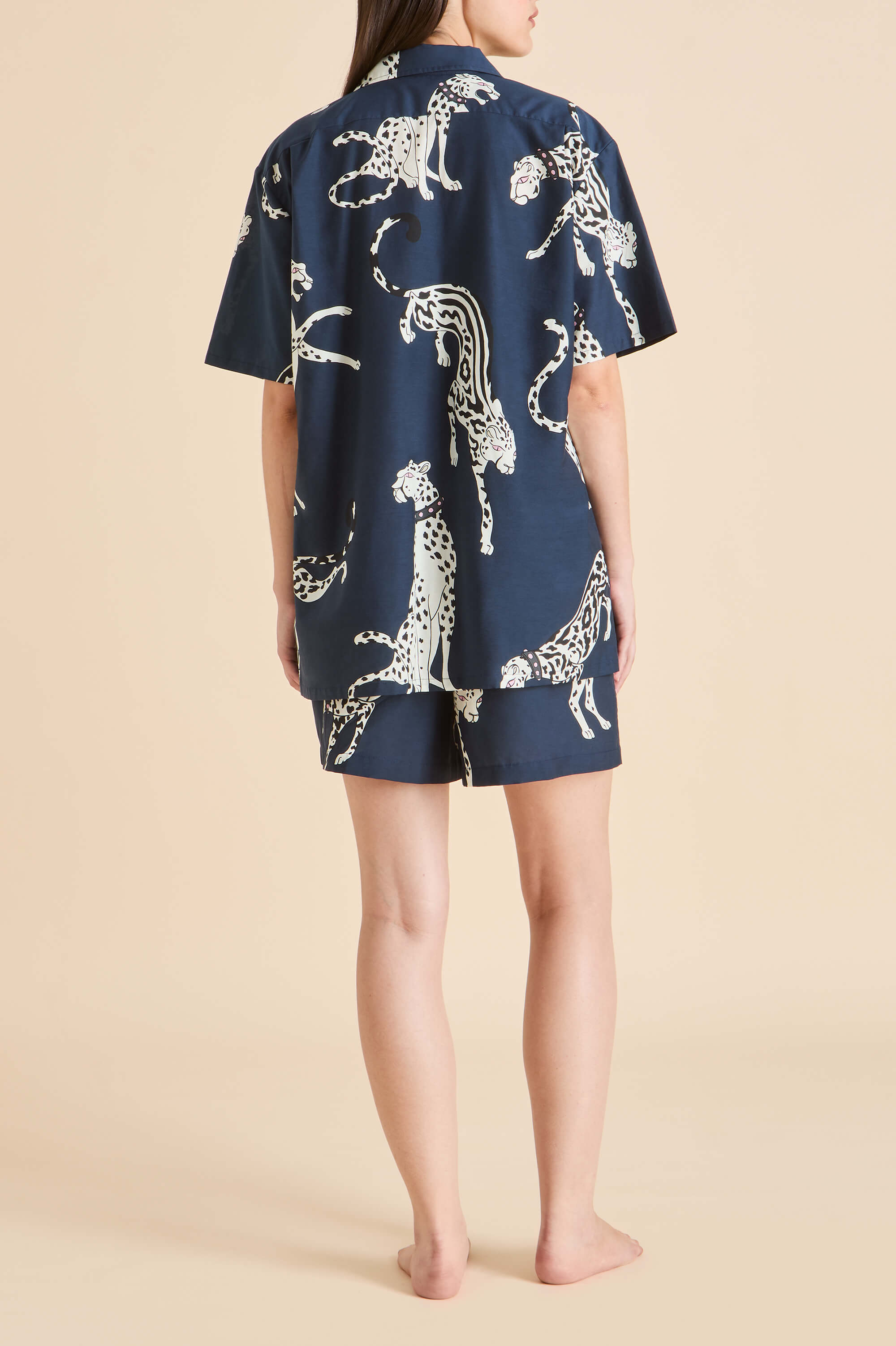 Emeli Ziegfeld Blue Leopard Pyjamas in Cotton-Silk