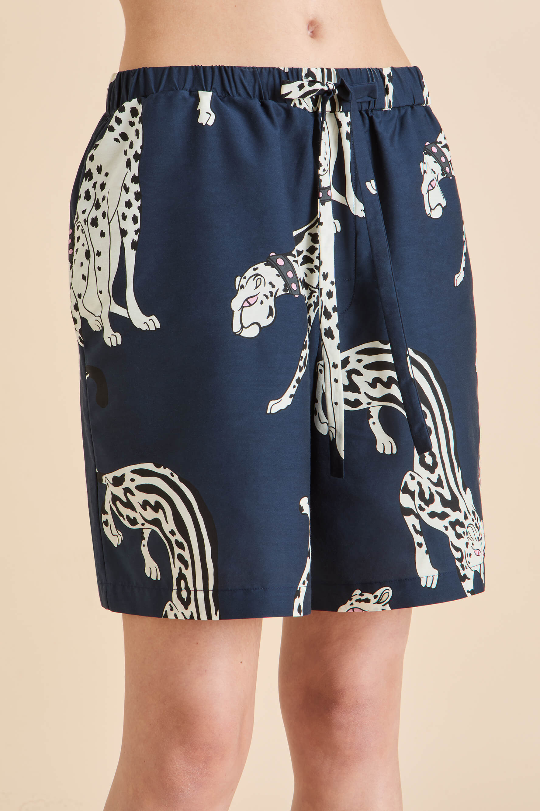 Emeli Ziegfeld Blue Leopard Pajamas in Cotton-Silk