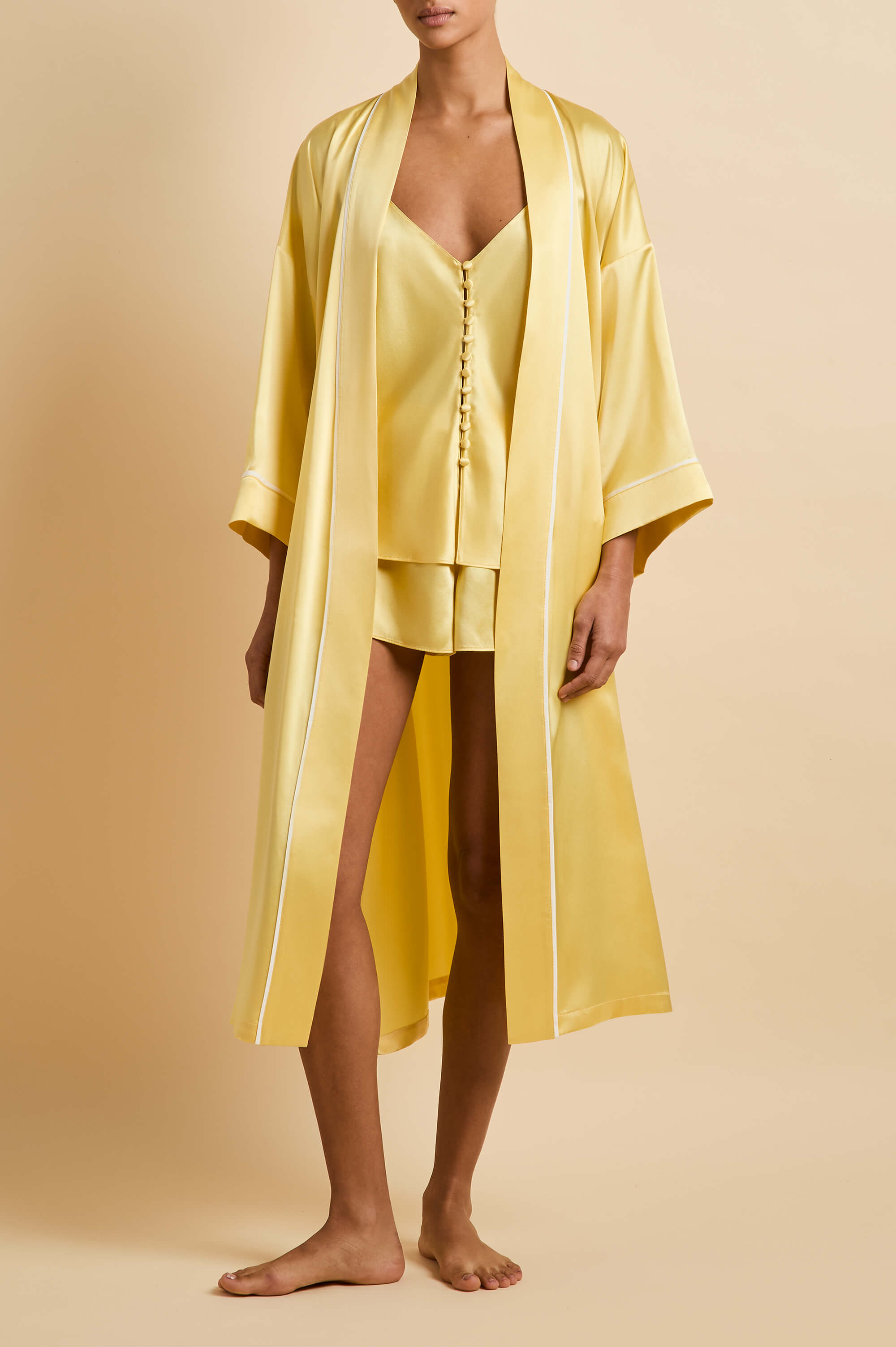 Etta Limón Yellow Camisole Set in Silk Satin