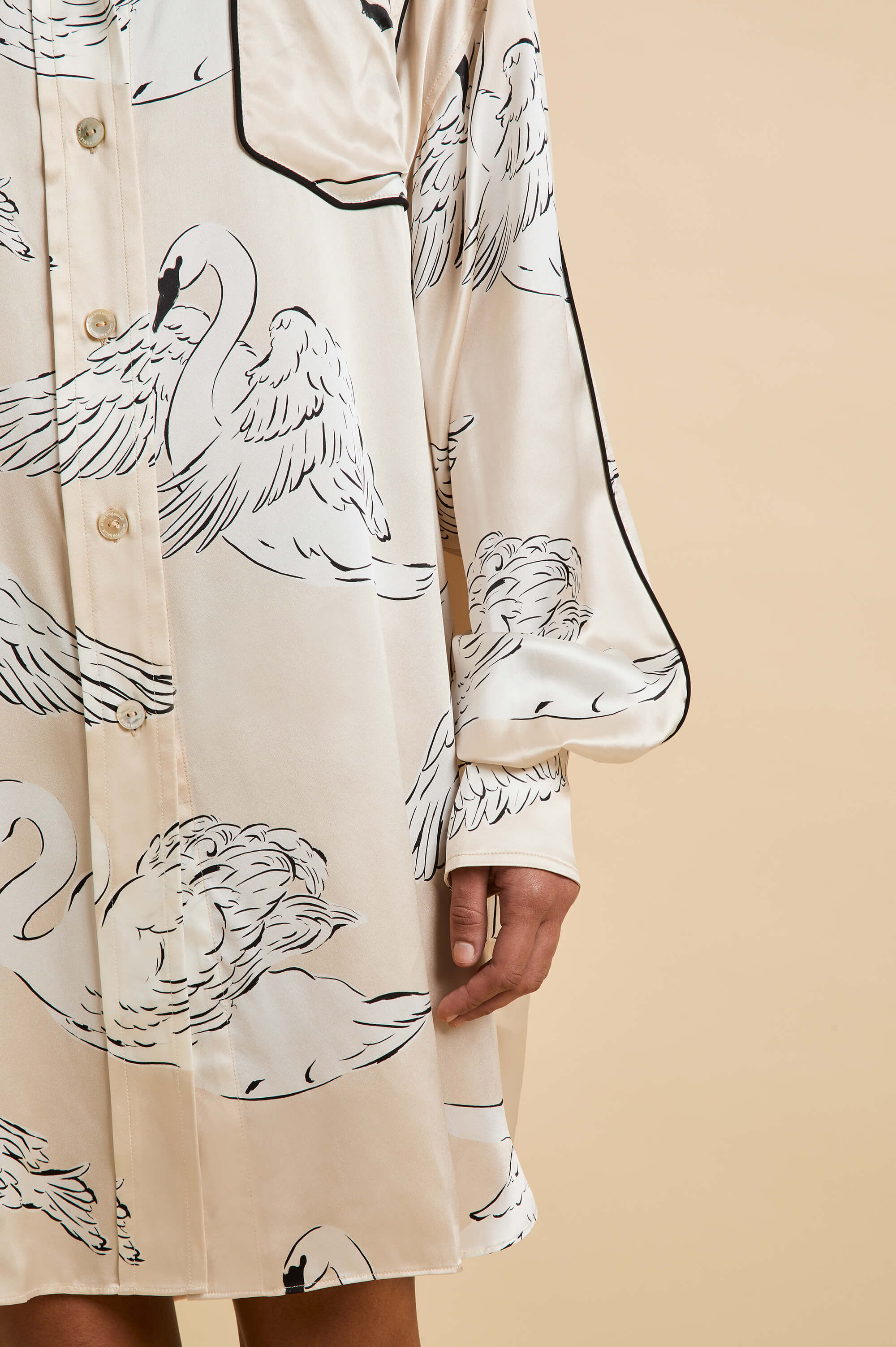 felipa blanca cream swan nightshirt in silk satin 