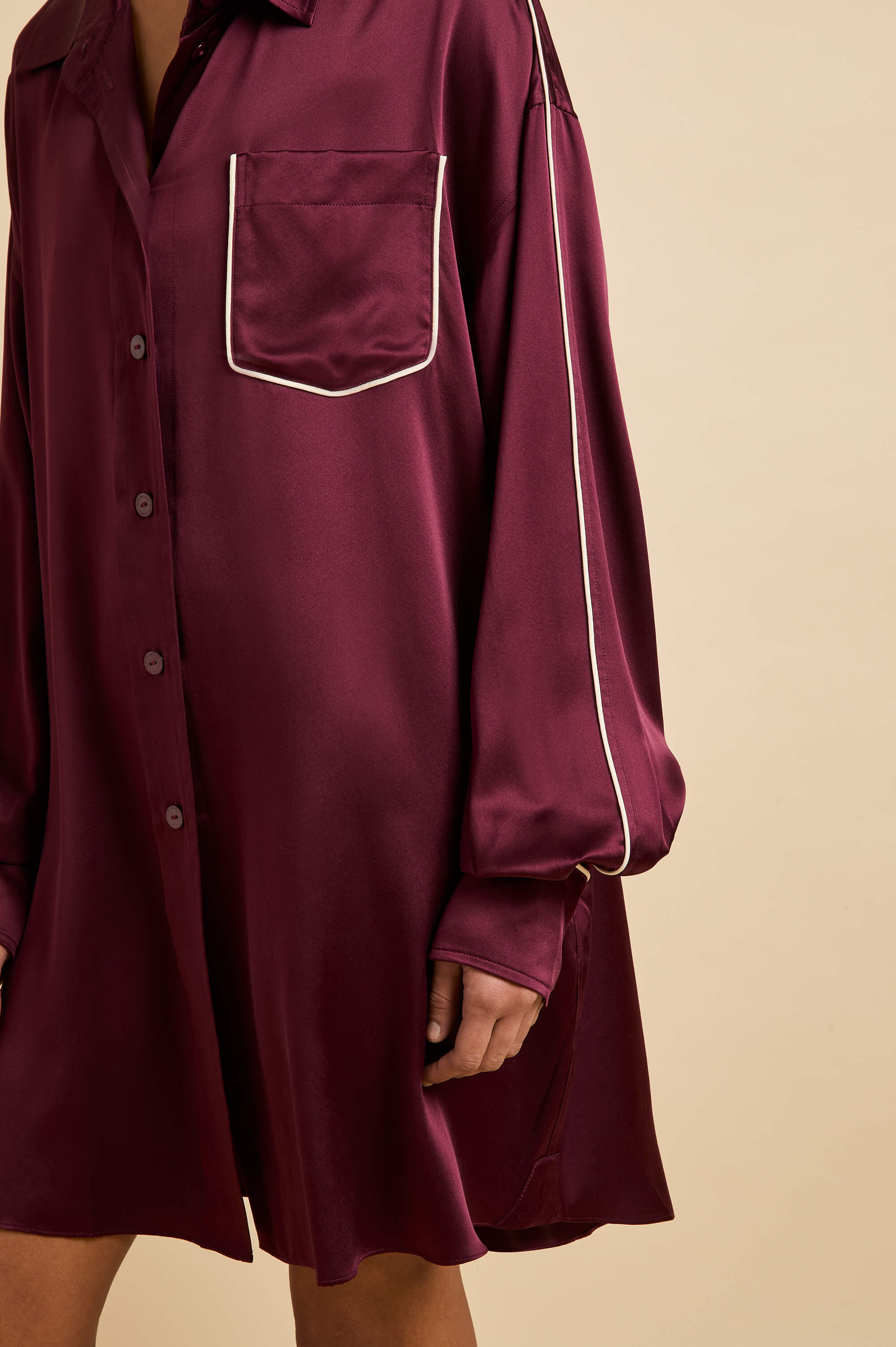 felipa burgundy nightshirt in silk satin 