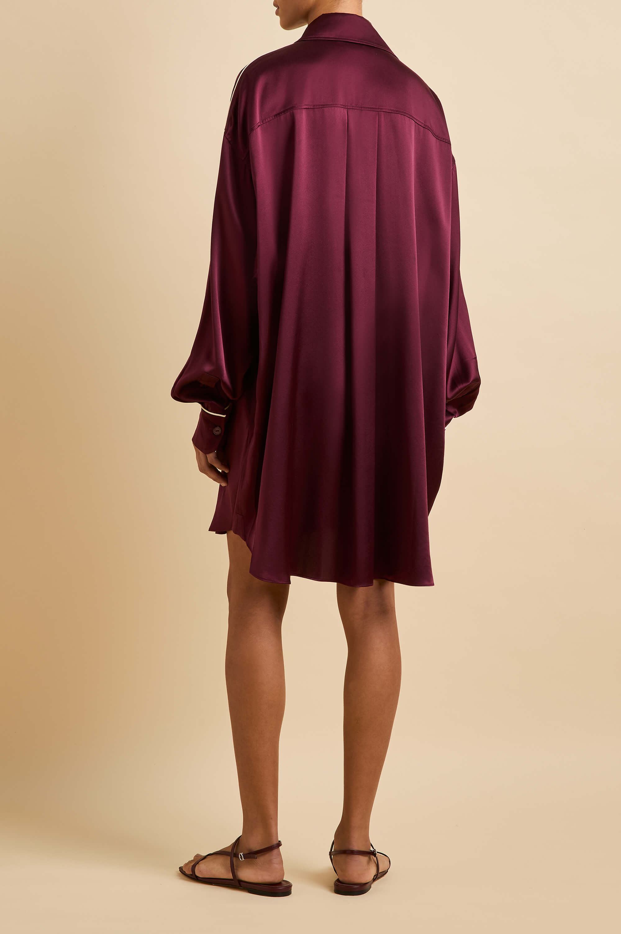 Felipa Burgundy Nightshirt in Silk Satin