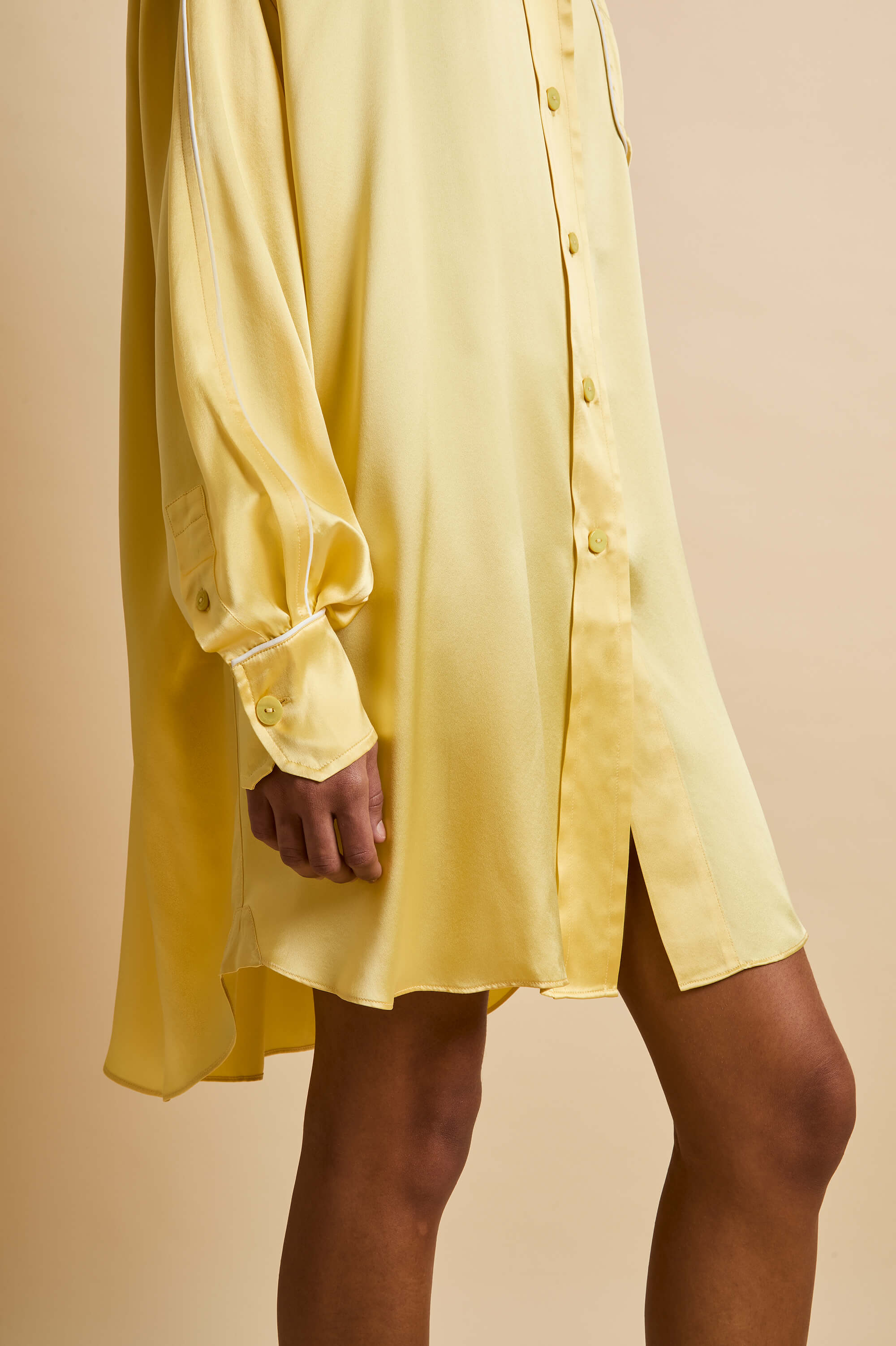 felipa limón yellow nightshirt in silk satin 