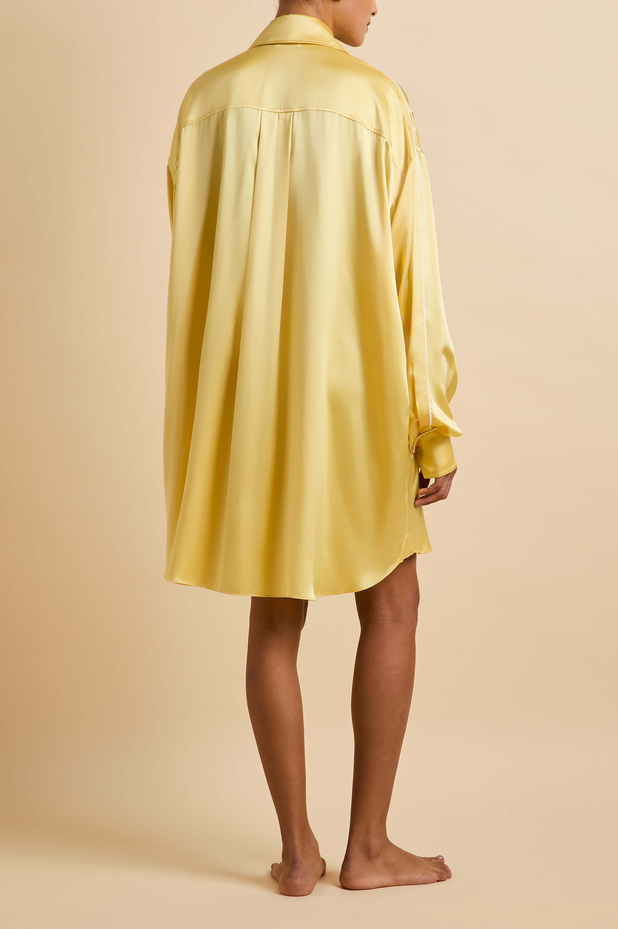 Felipa Limón Yellow Nightshirt in Silk Satin