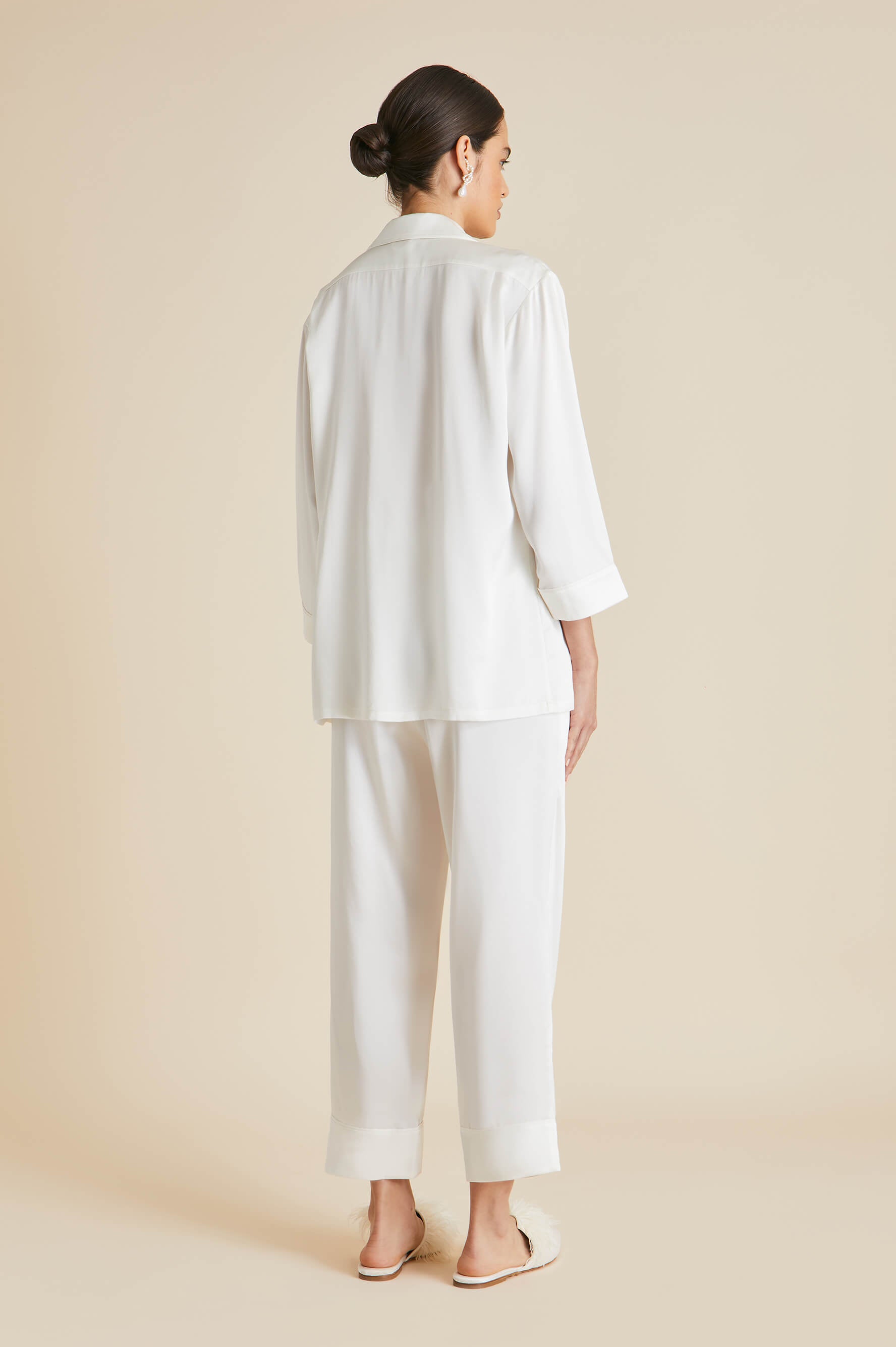 Fifi Ivory Pearl Pyjamas in Silk Satin