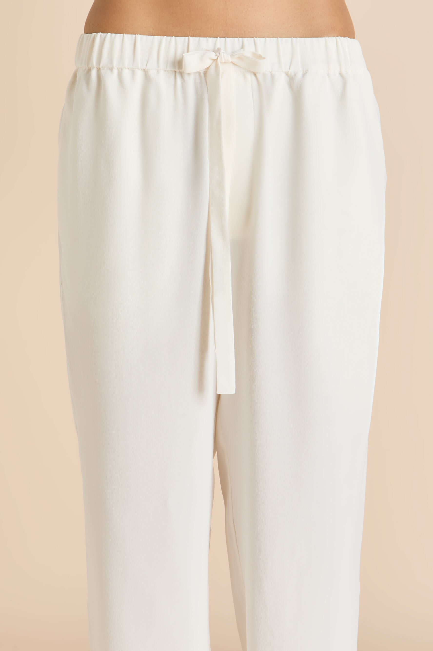 Fifi Ivory Frilled Pajamas in Silk Crêpe de Chine
