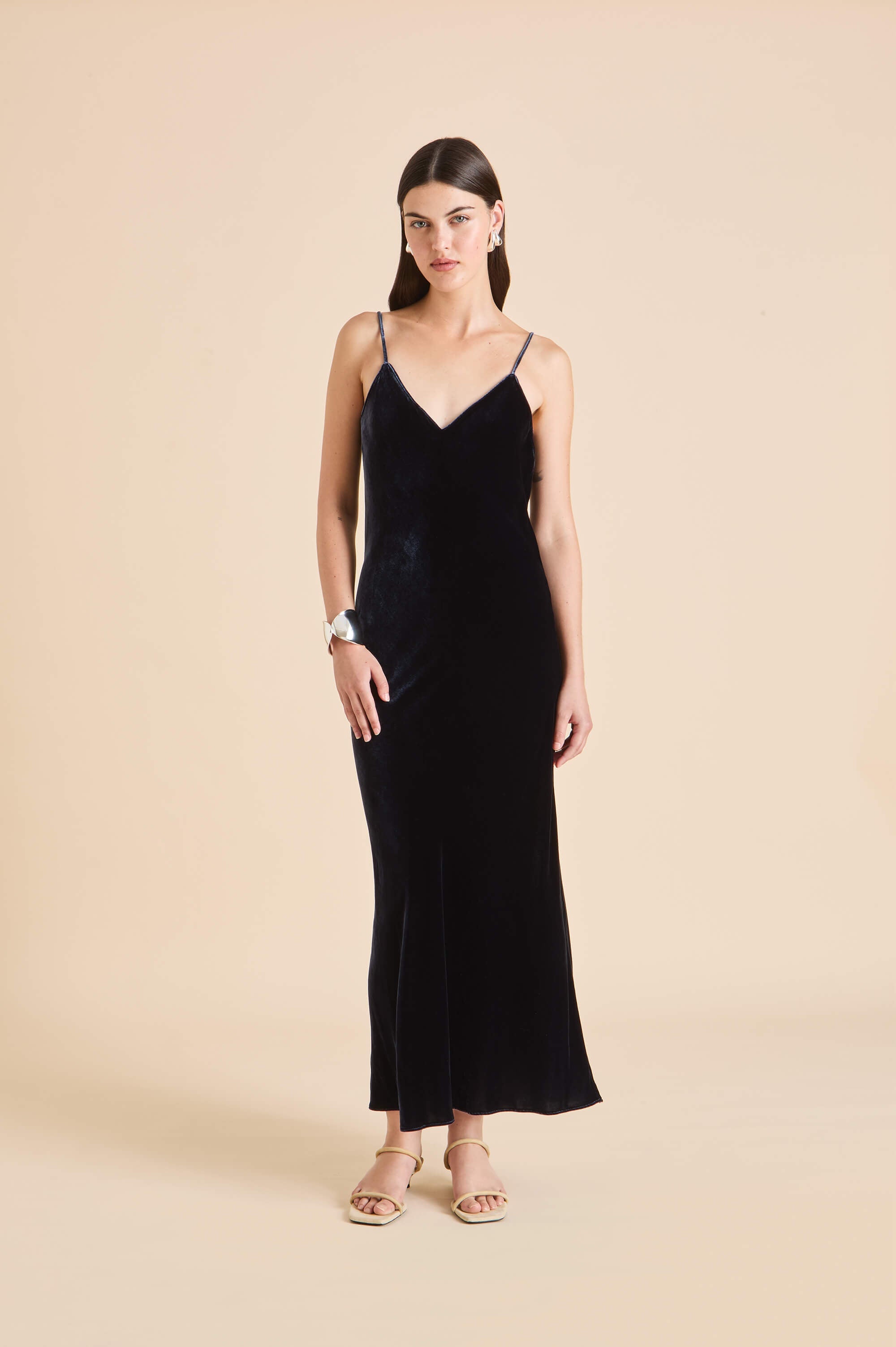 slim fit dress slacks Tuscany Maxi Slip Dress ~ Copper Luxe Satin M