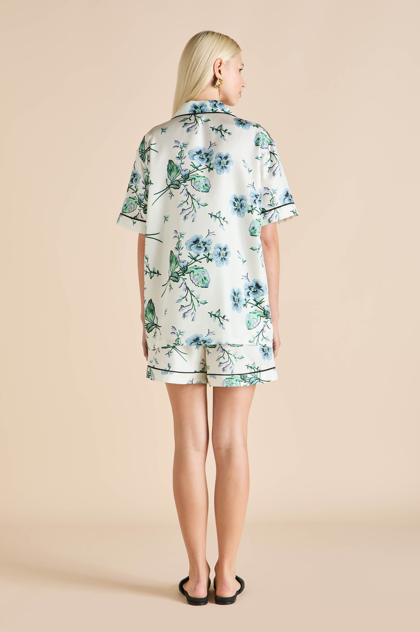 Ingo Caldwell Ivory Floral Pyjamas in Silk Twill