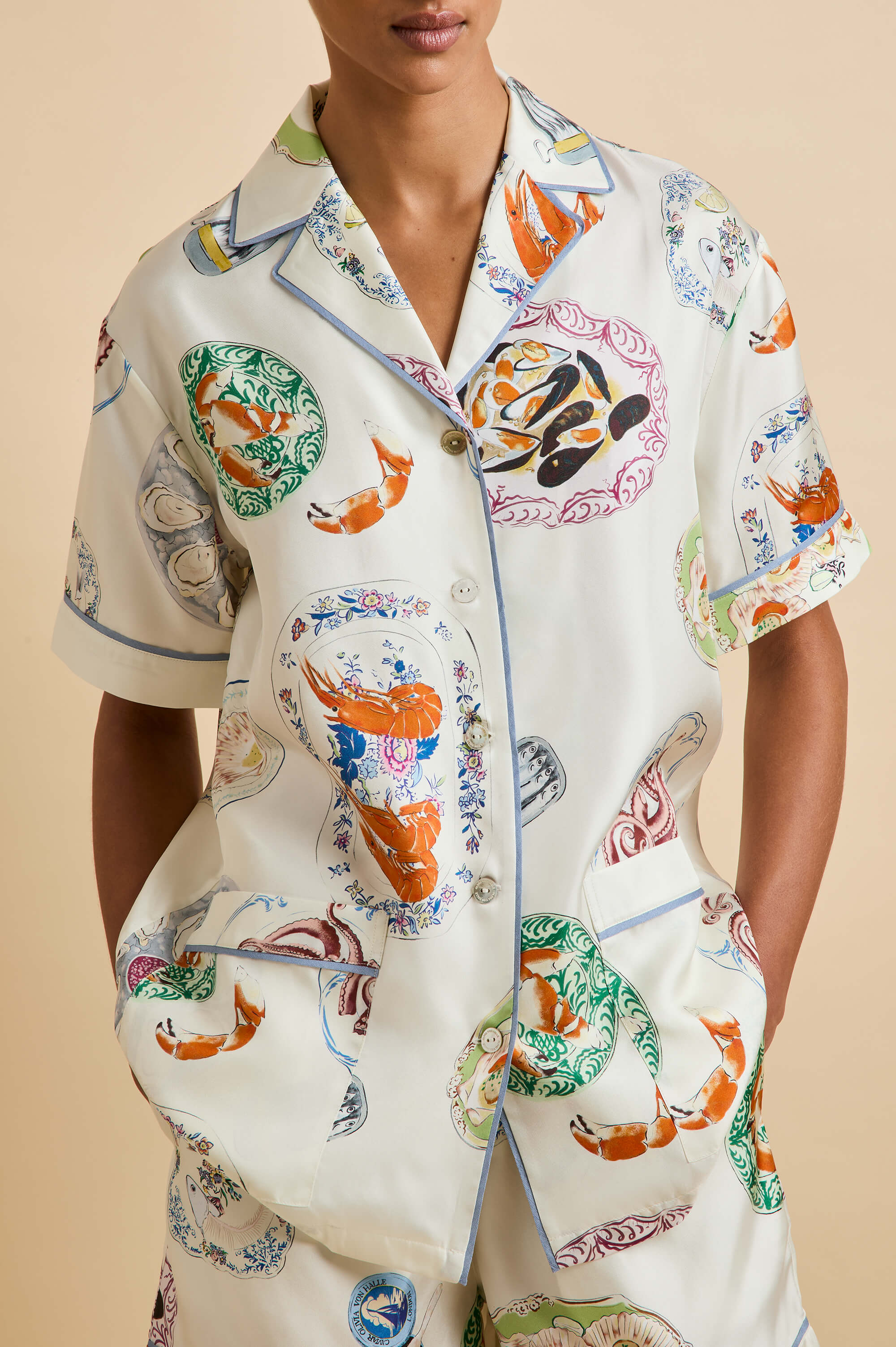 ingo córdoba ivory seafood pyjamas in silk twill 