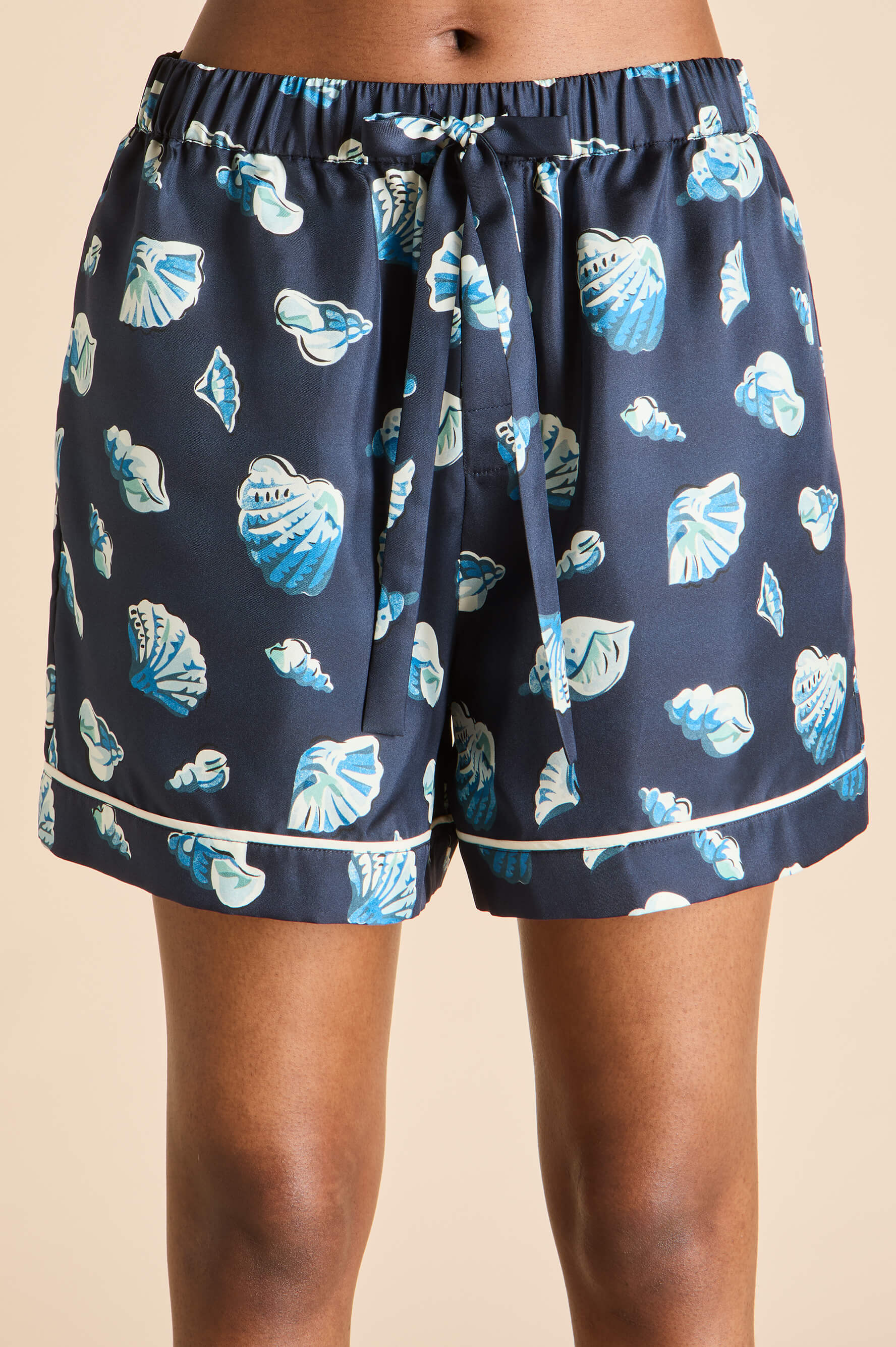 Ingo Nautilus Navy Seashell Pajamas in Silk Twill